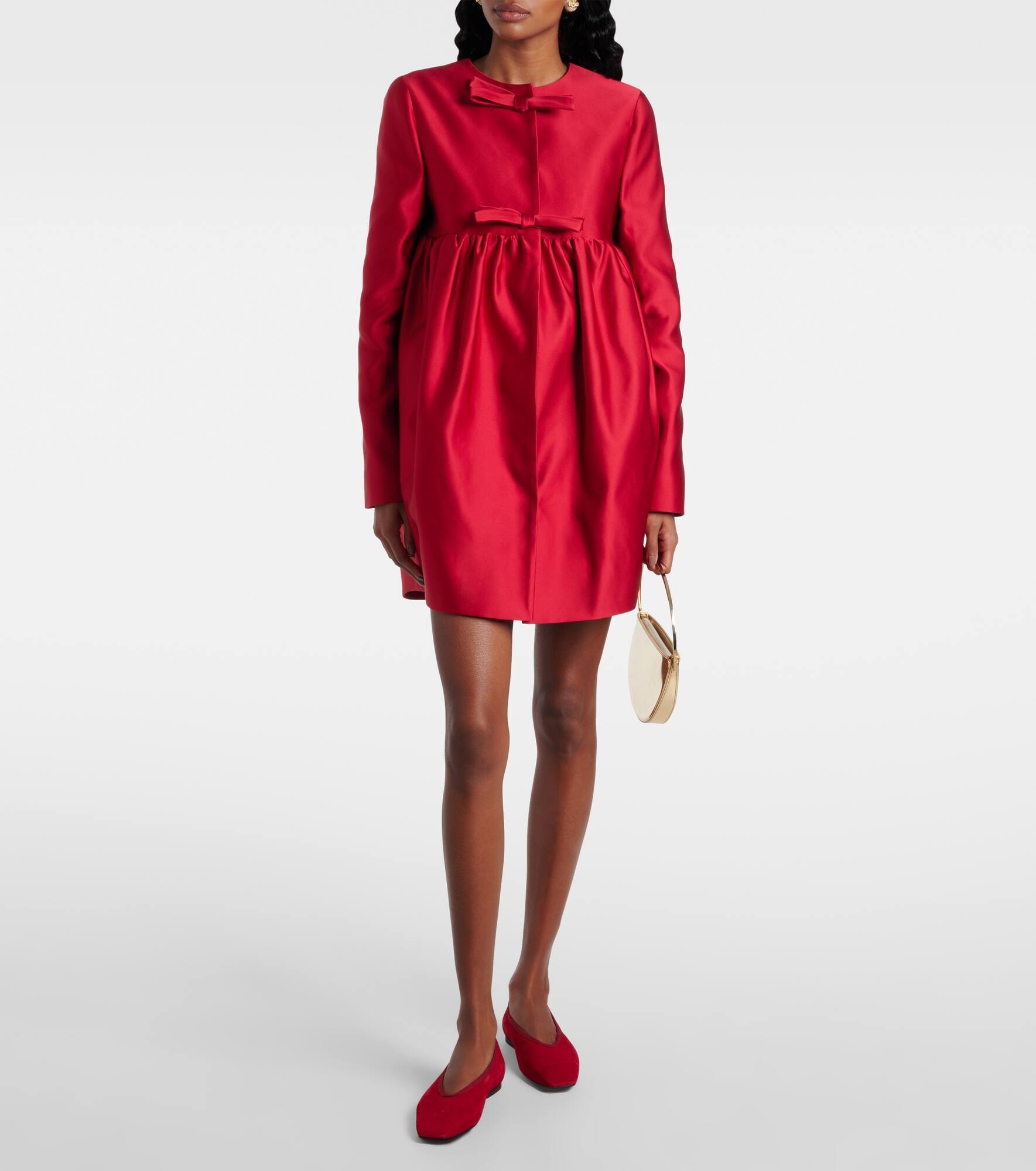 Bow-detail satin coat - 2