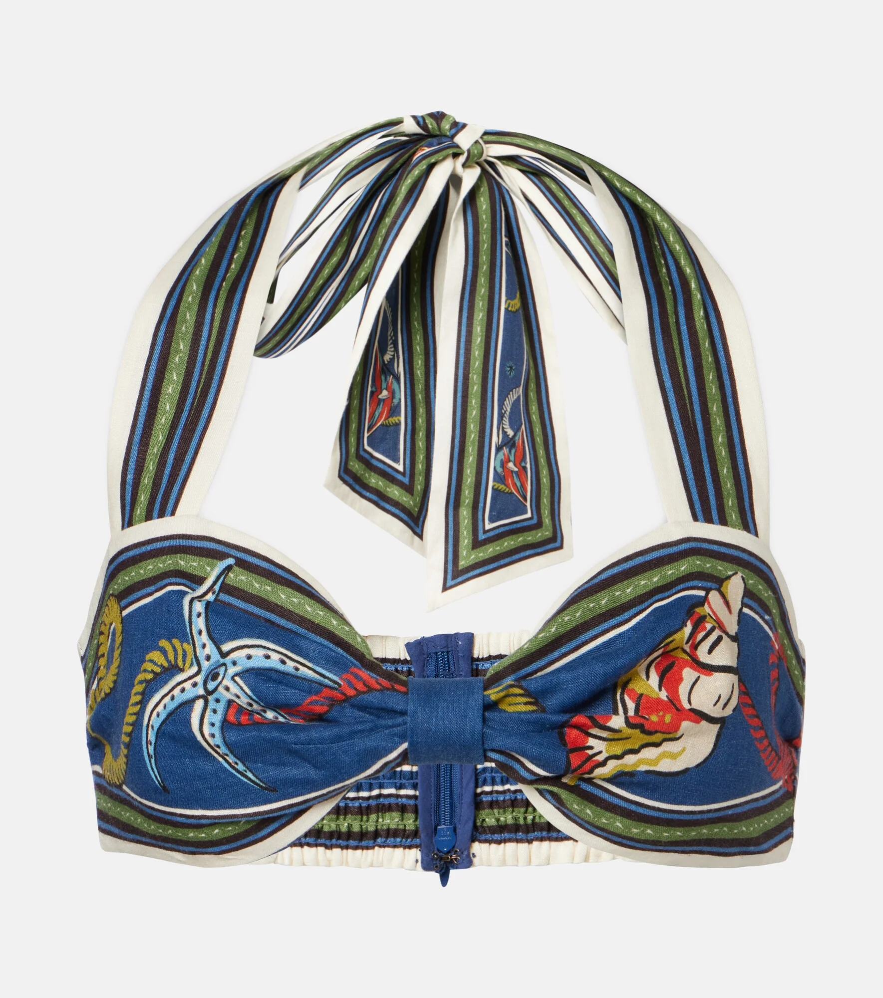 Cove printed halterneck linen bra top - 1