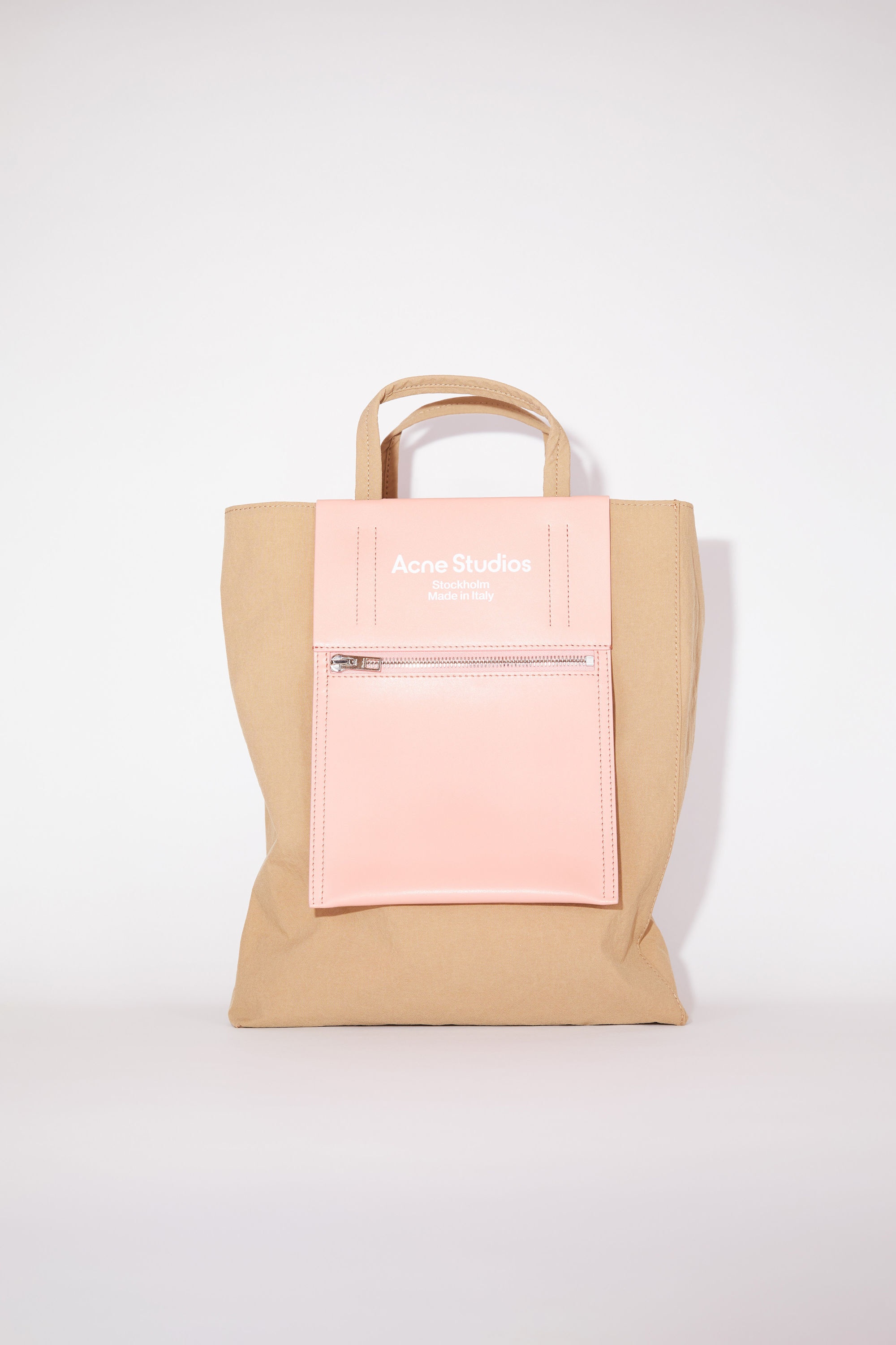 Papery nylon tote bag - Brown/pink - 1