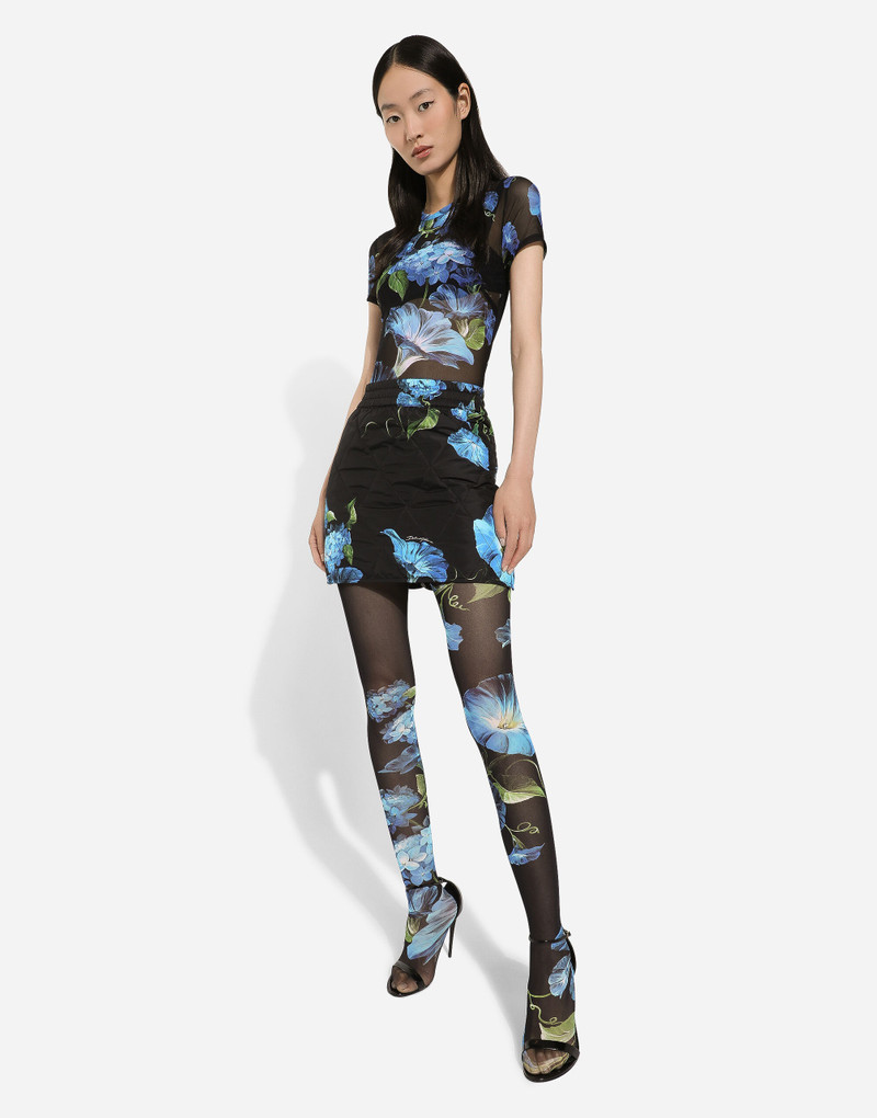 Fabric miniskirt with bluebell print 5