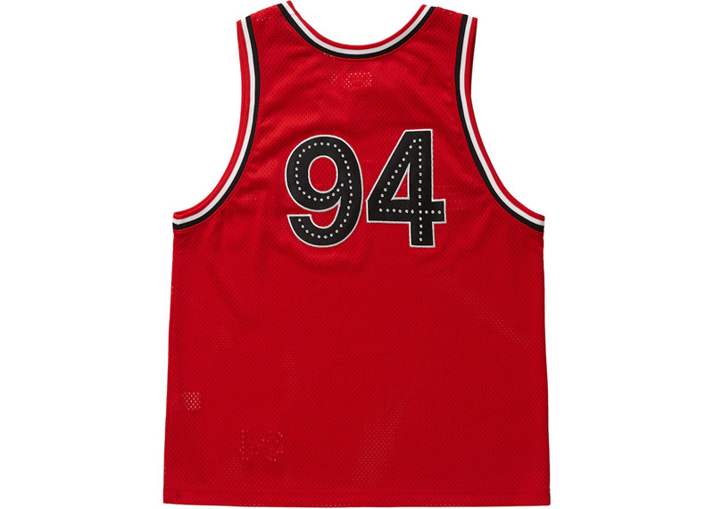 Supreme Supreme Rhinestone Basketball Jersey Red outlook