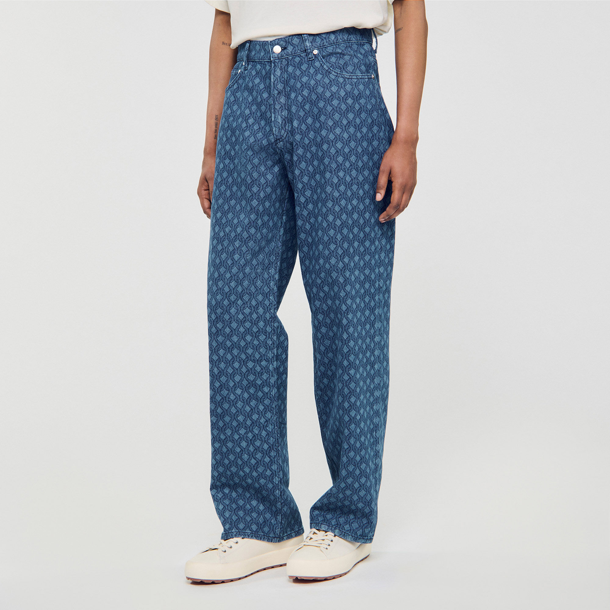 ROPE PATTERN BAGGY JEANS - 4