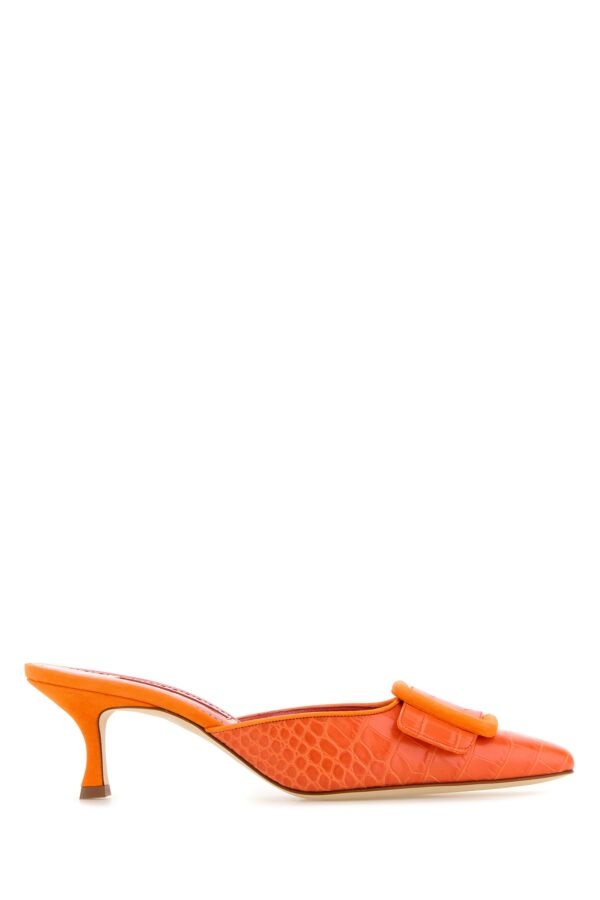 Orange leather Maysale mules - 1