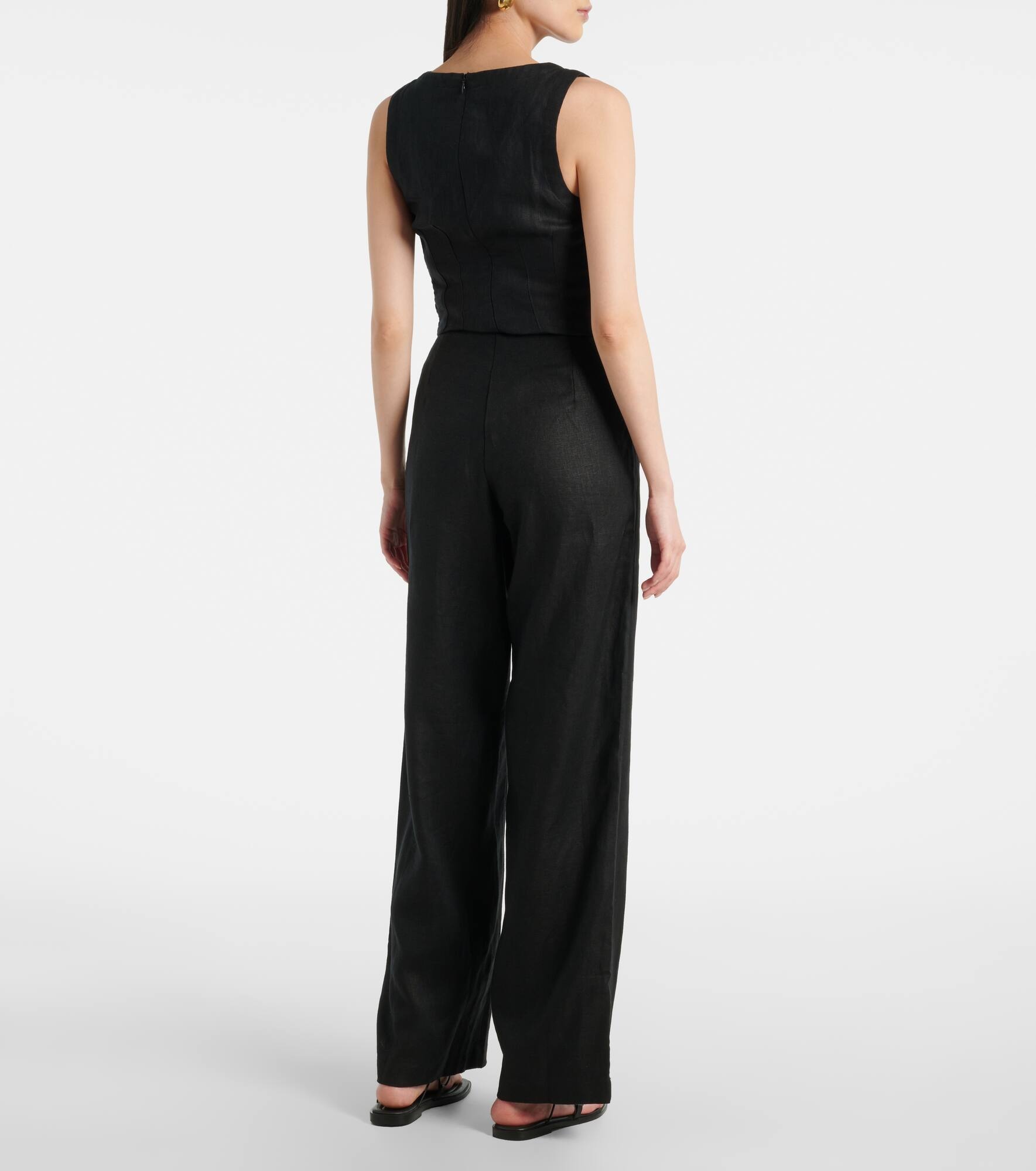 Sanne high-rise linen straight pants - 3