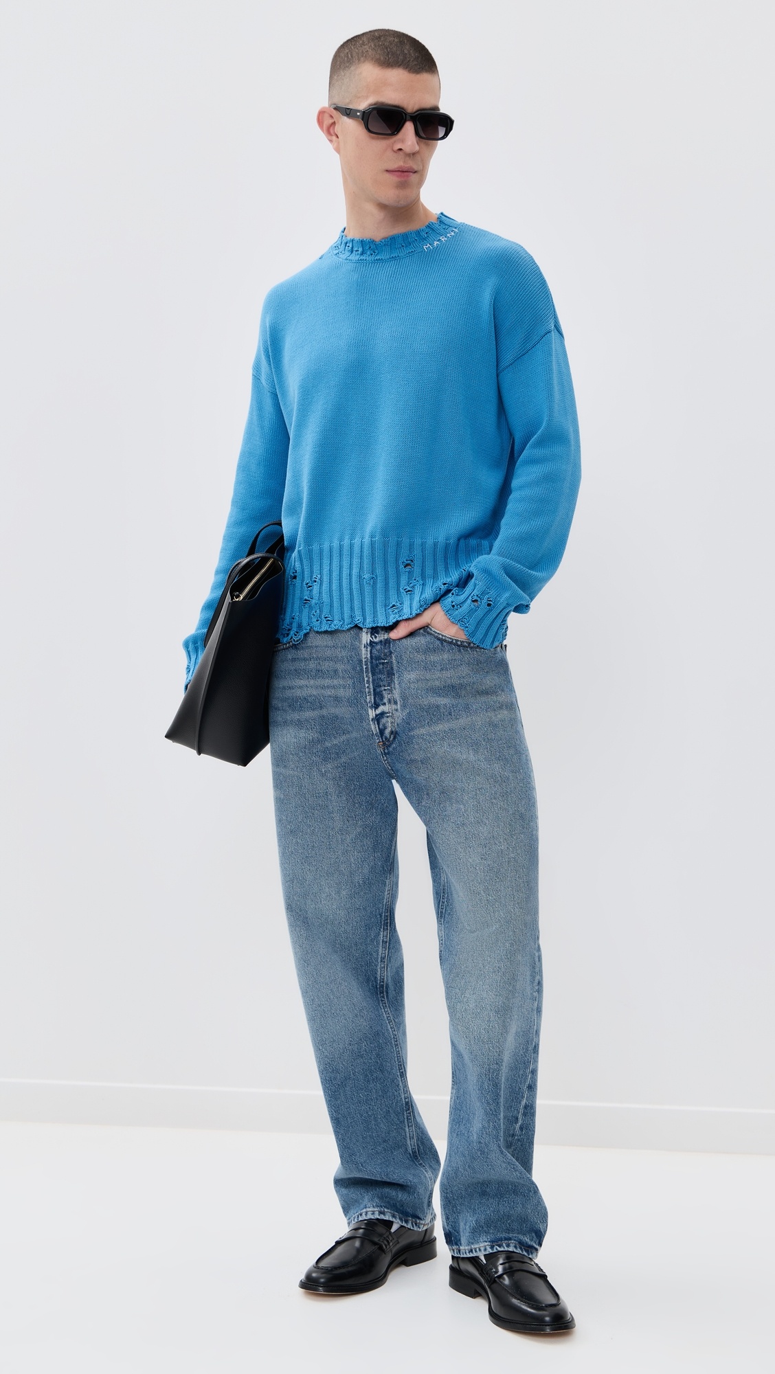 Dishevelled Cotton Crewneck Sweater - 4