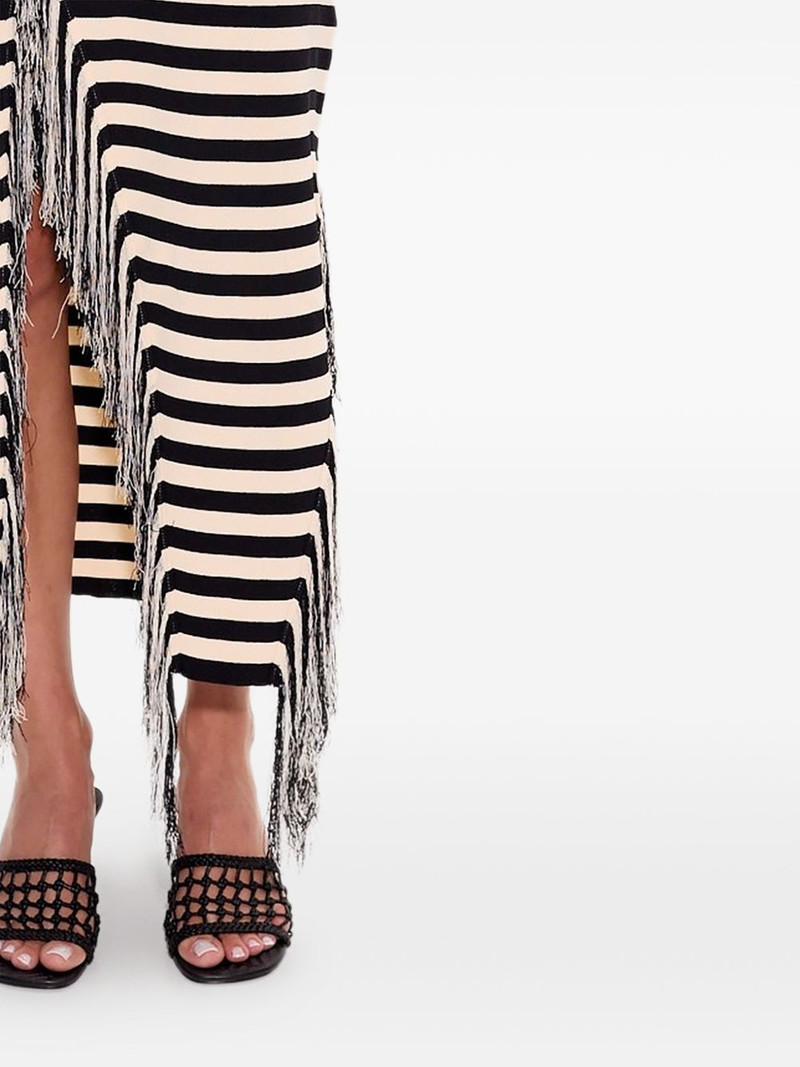 SIMONMILLER Sabine striped fringe knit midi dress outlook