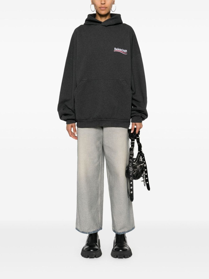 BALENCIAGA logo-patch faded tapered jeans outlook