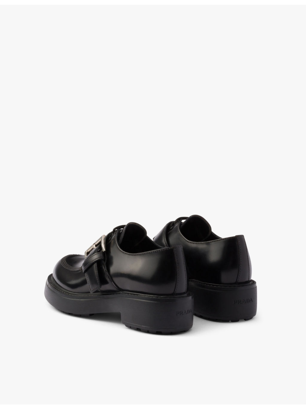 Branded-buckle brushed leather loafers - 6