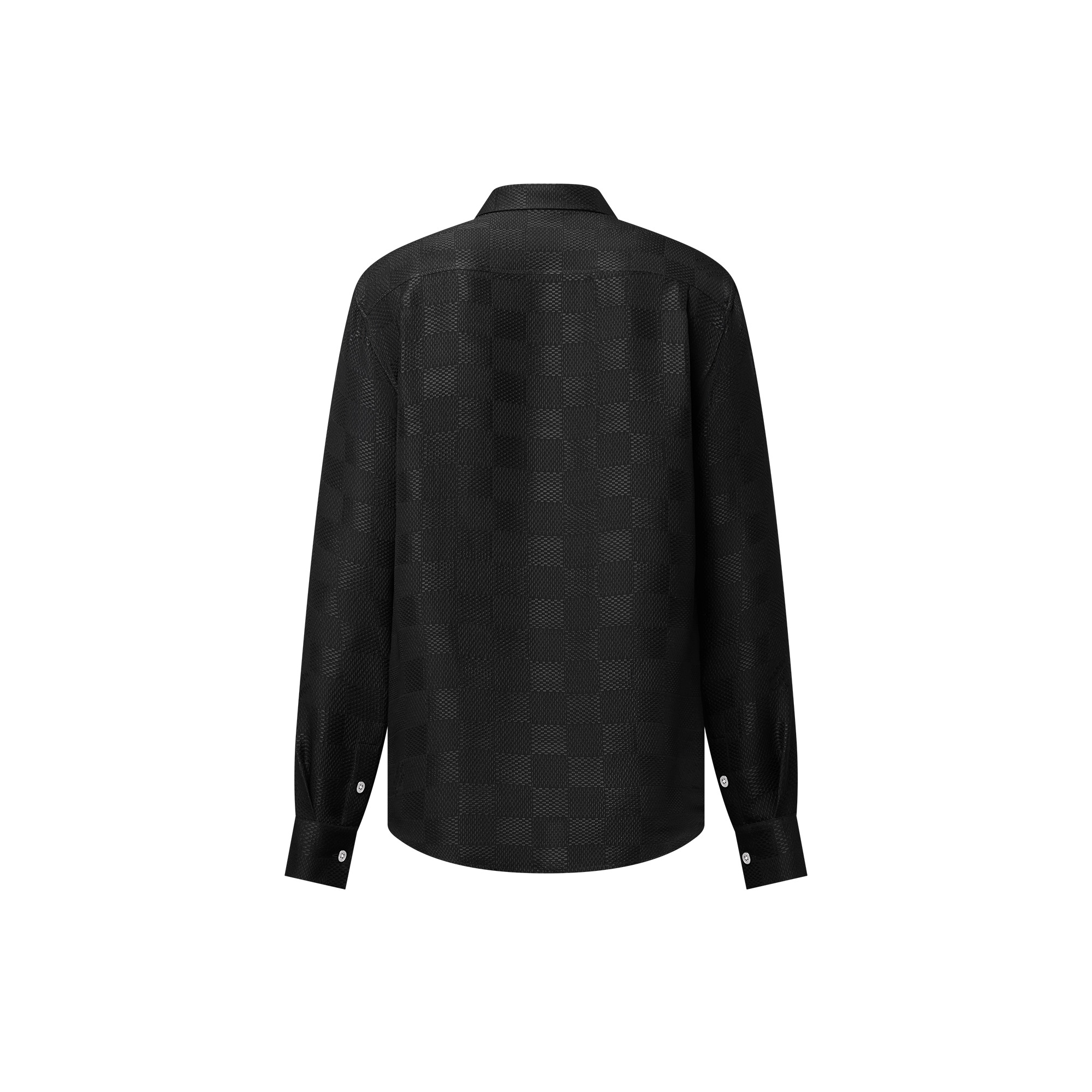 Jacquard Damier Long-Sleeved Silk Shirt - 3