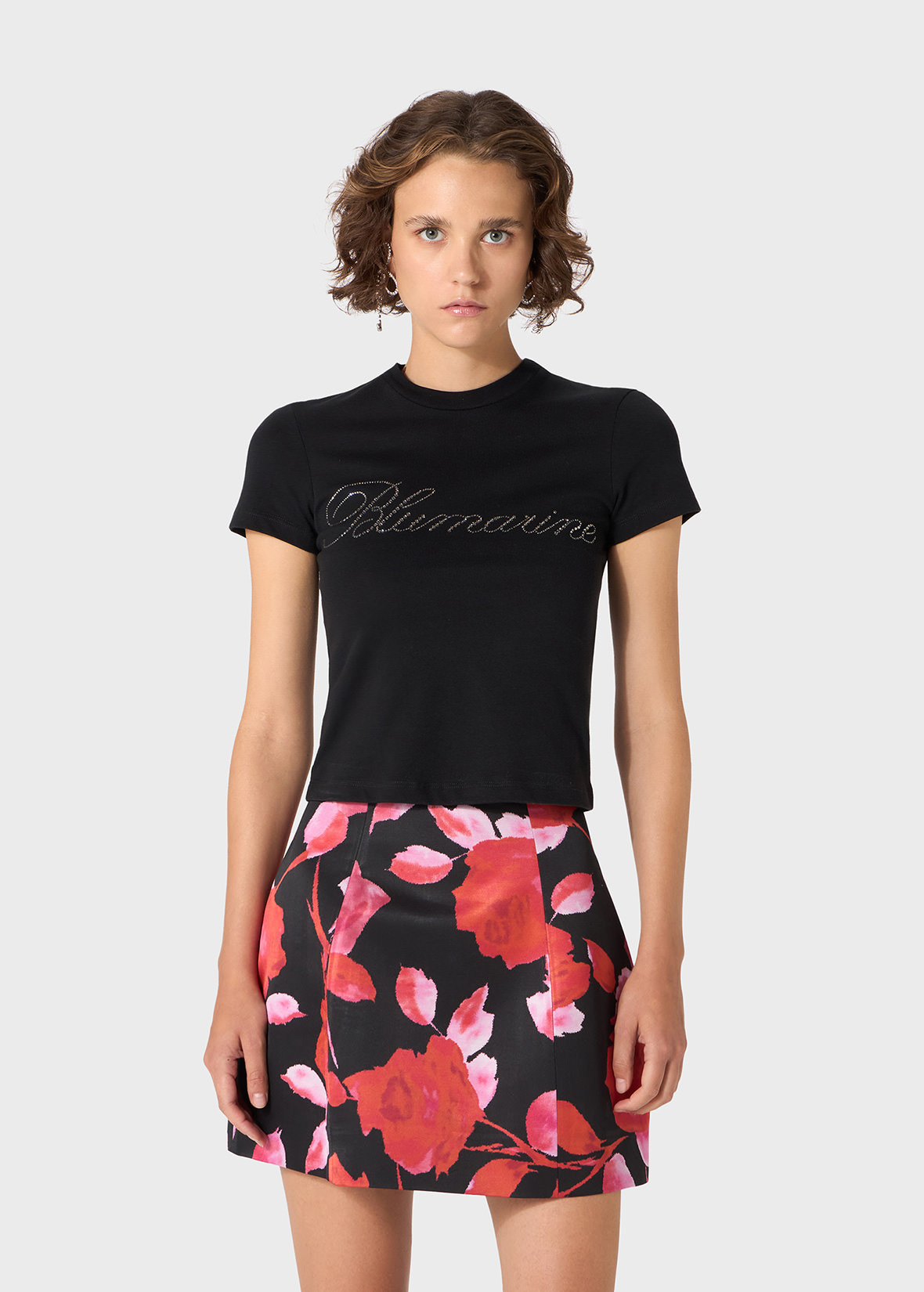 T-SHIRT WITH BLUMARINE RHINESTONE EMBROIDERY - 3