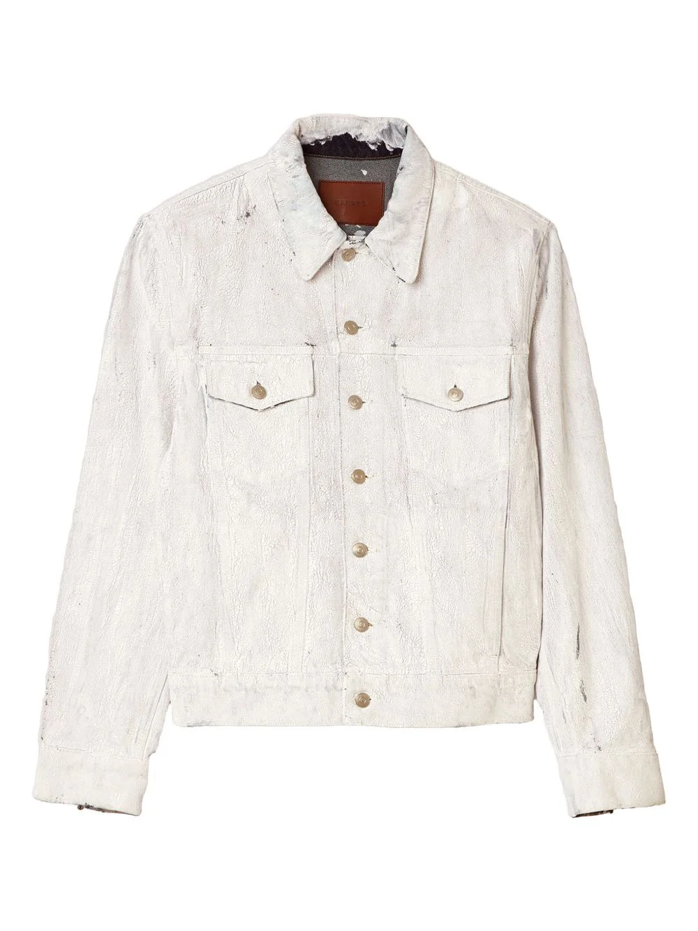crackle-effect denim shirt jacket - 1