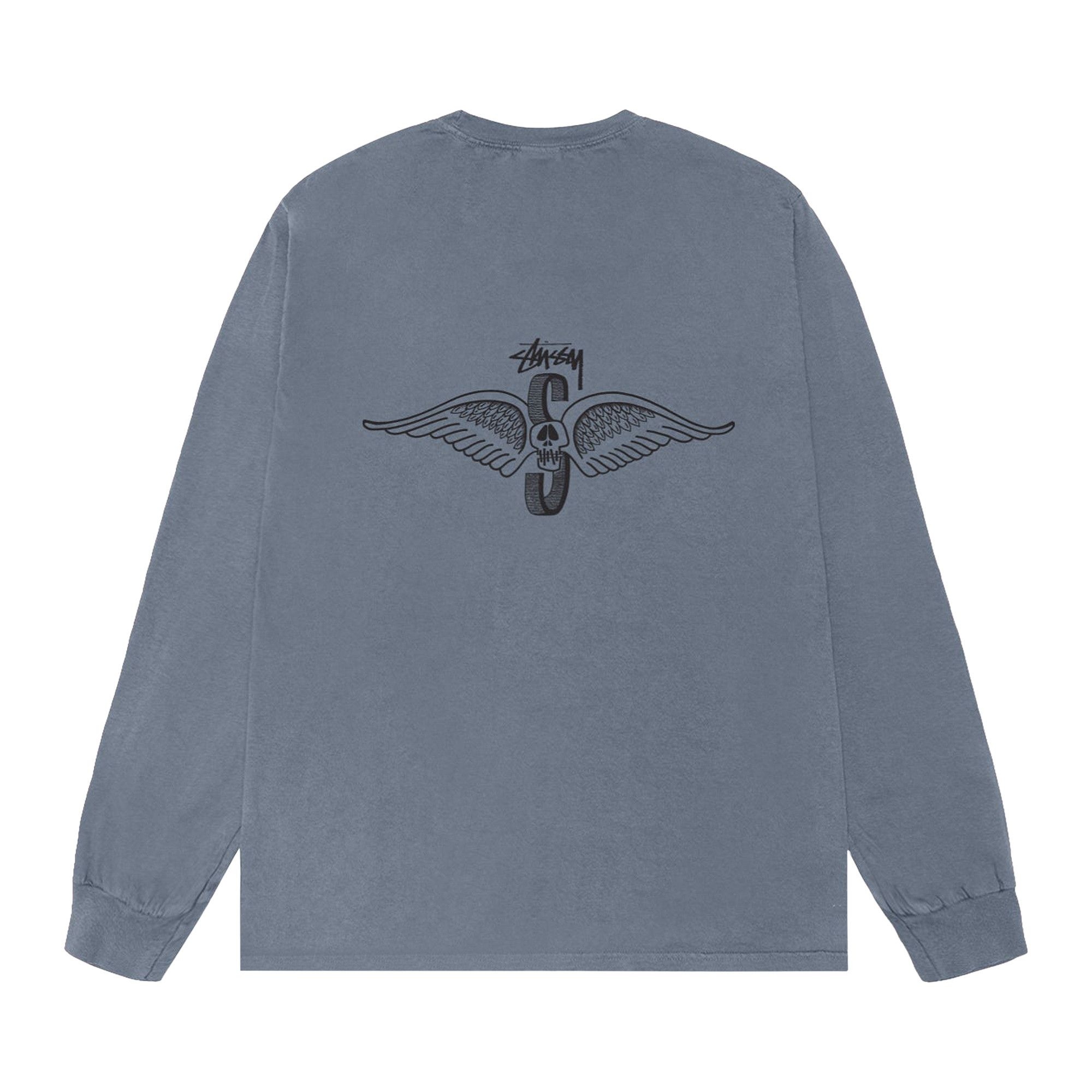 Stussy Skull Wings Long-Sleeve Tee Pigment Dyed 'Navy' - 2