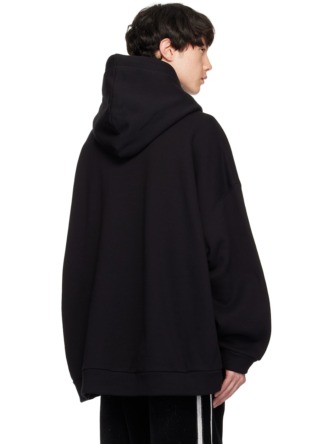 Black Cotton Hoodie - 3