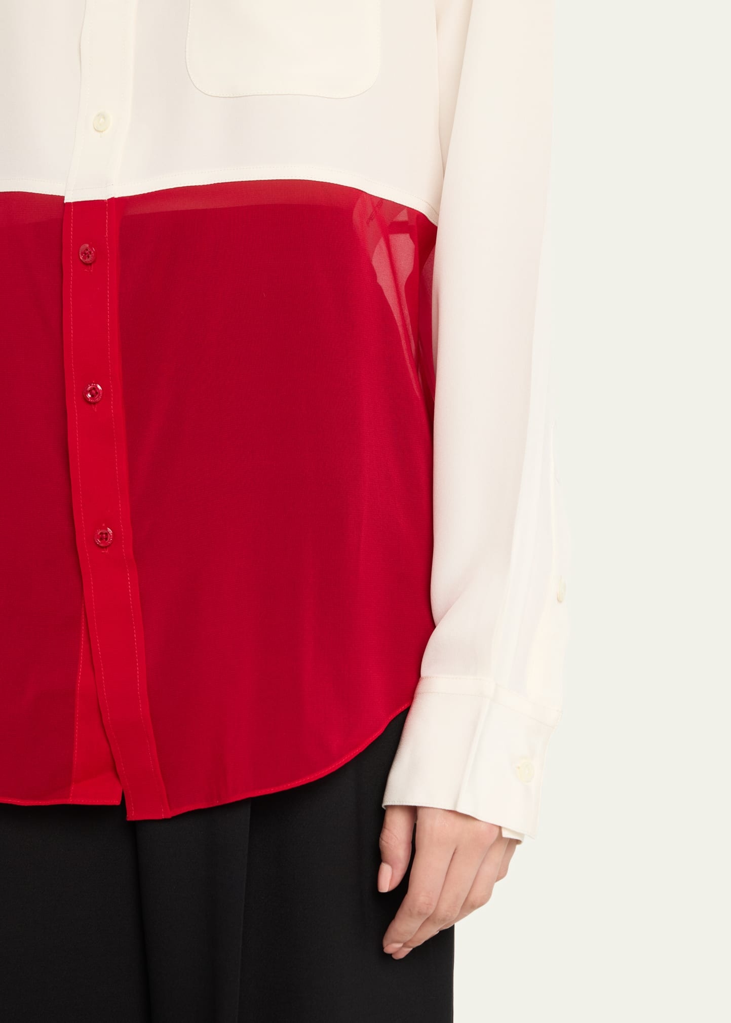 Colorblock Button-Front Office Shirt - 5