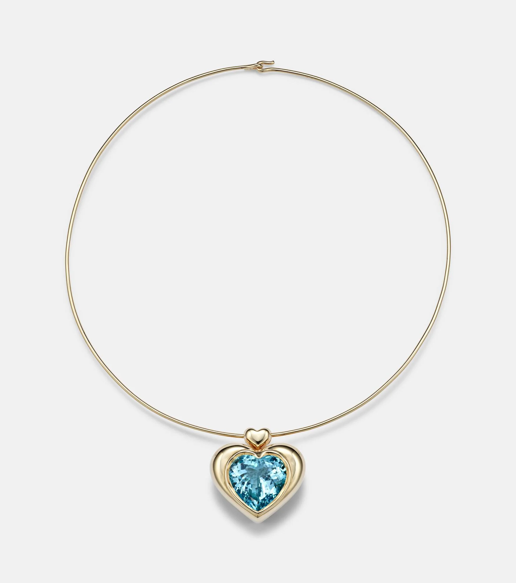 Cupid's Big Heart 14kt gold pendant necklace with topaz - 1