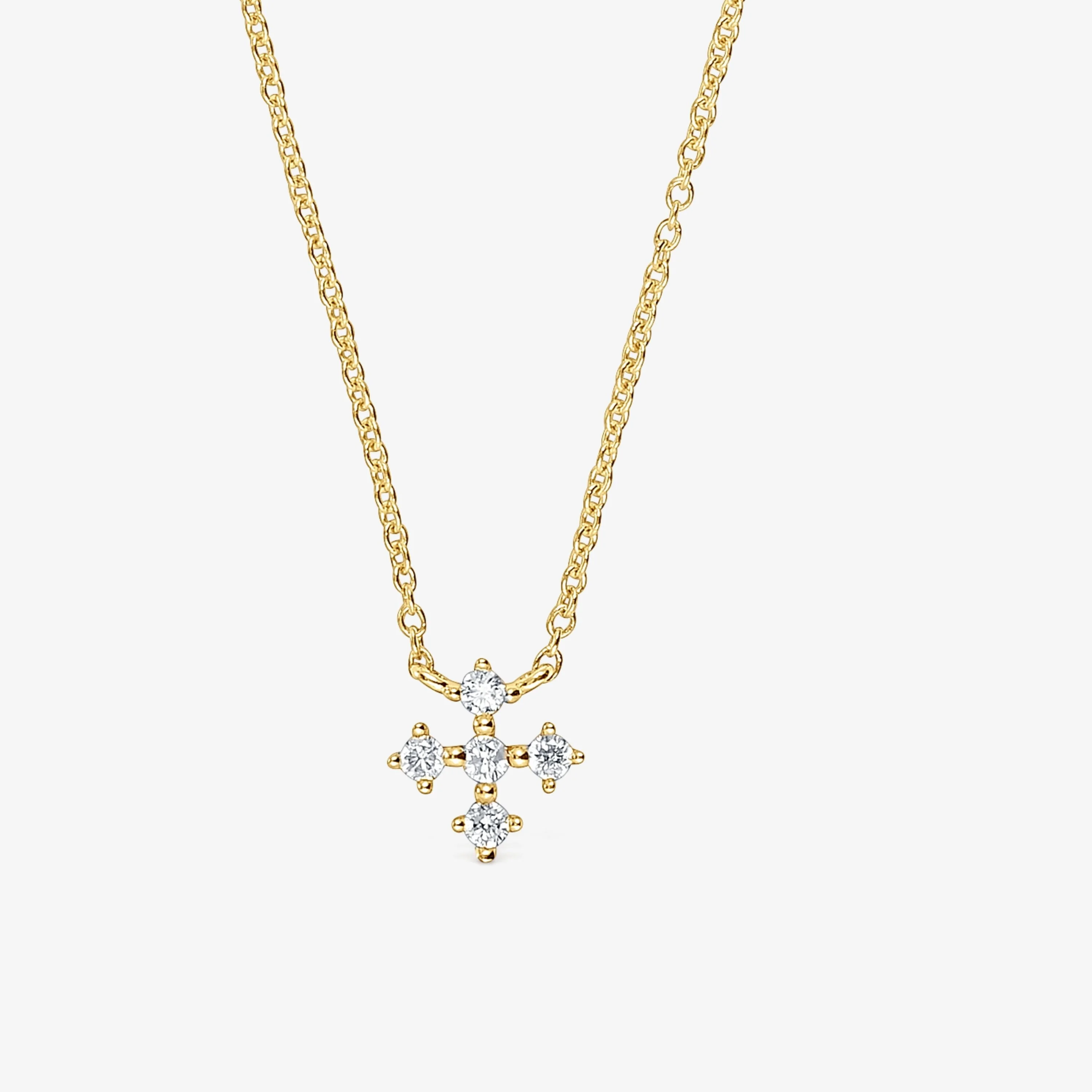 18K solid gold Cross necklace with 0.08ct of diamonds Les Classiques - 1