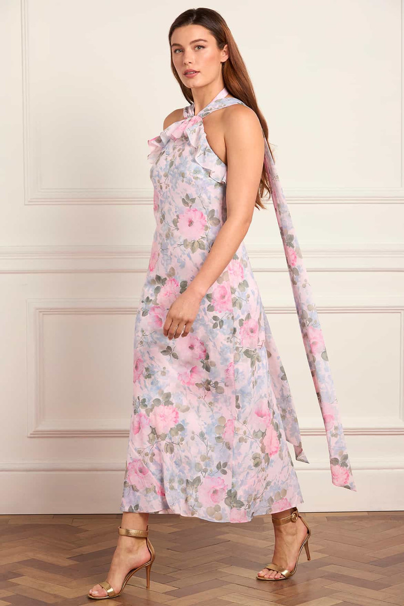 Needle & Thread Camille's Garden Chiffon Halter-Neck Ankle Gown outlook