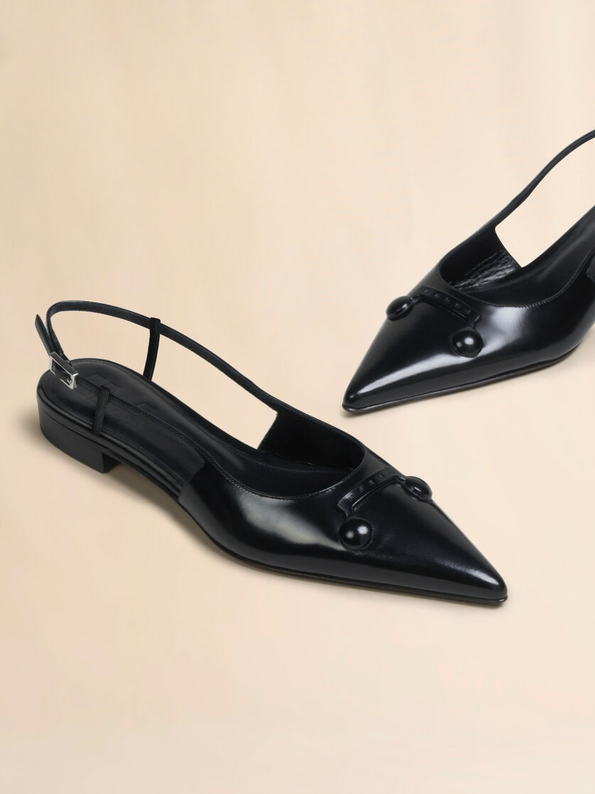 BLACK LEATHER TRUNKAROO POINTED TOE SLINGBACK - 4