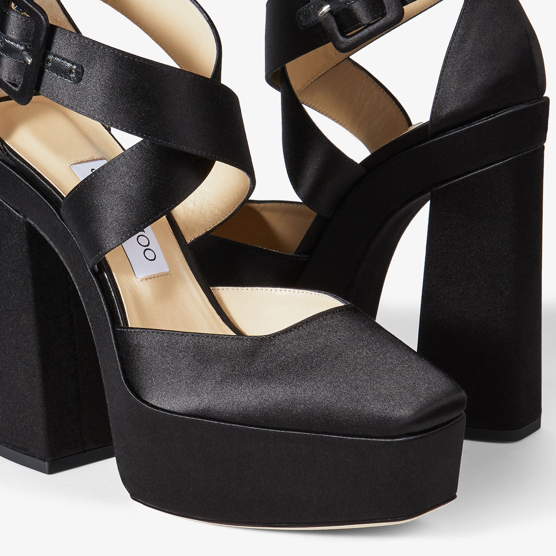 Gian 140
Black Satin Platform Heels - 4