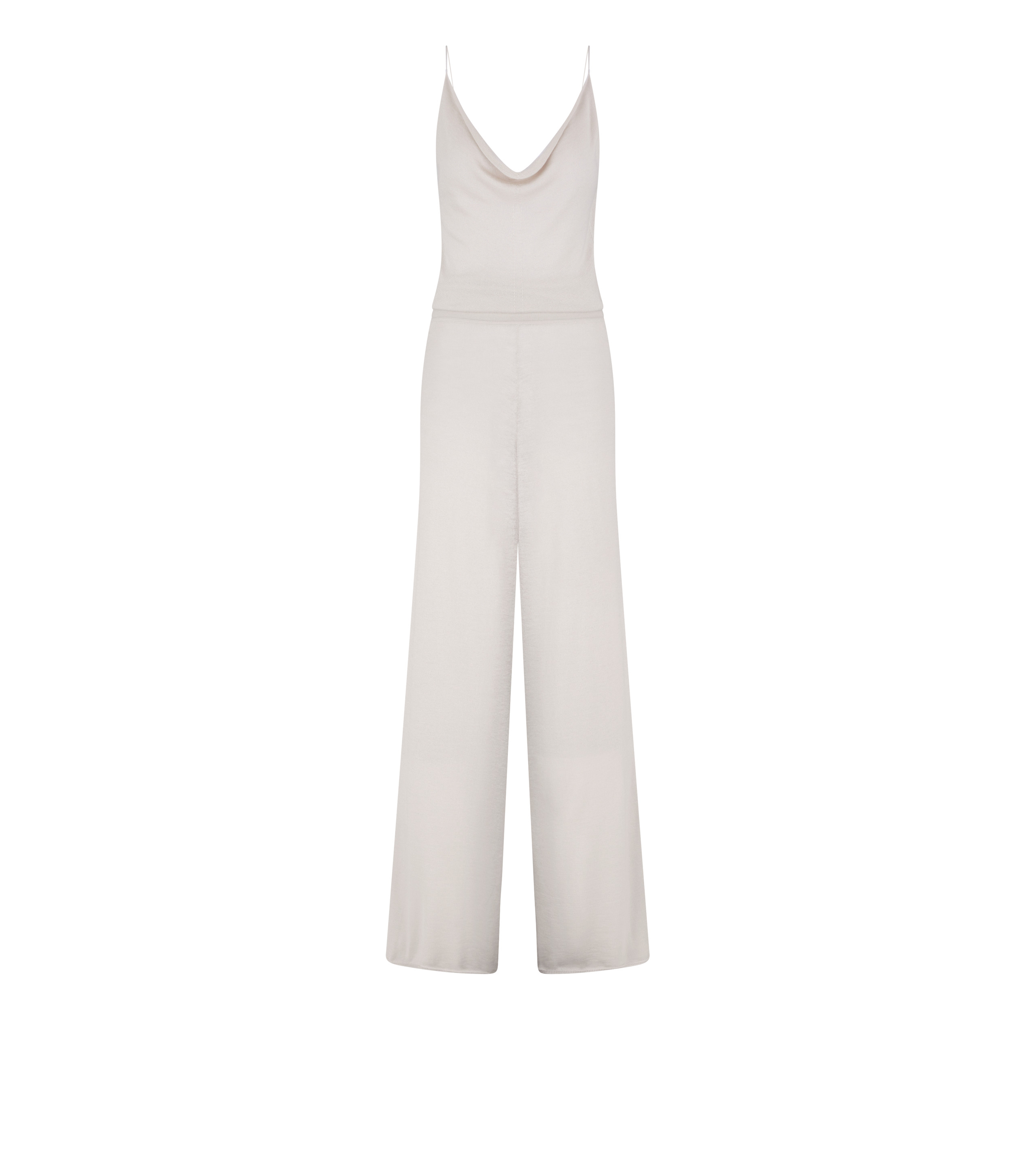 FINE CASHMERE SILK KNIT COWL COLLAR JUMPSUIT - 1