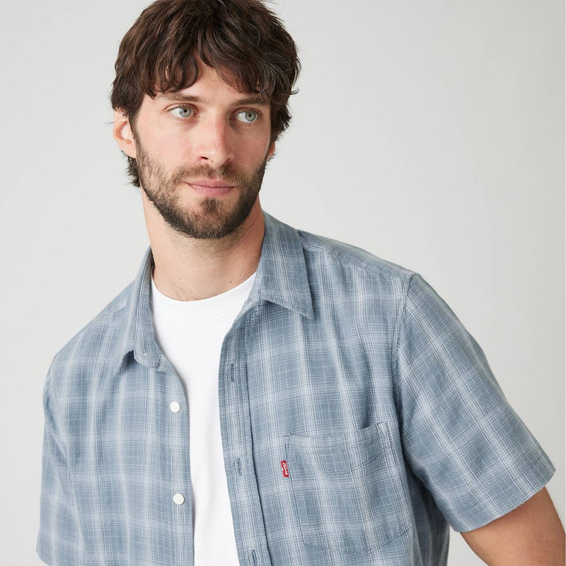 SHORT SLEEVE SUNSET COTTON LINEN ONE POCKET SHIRT 5