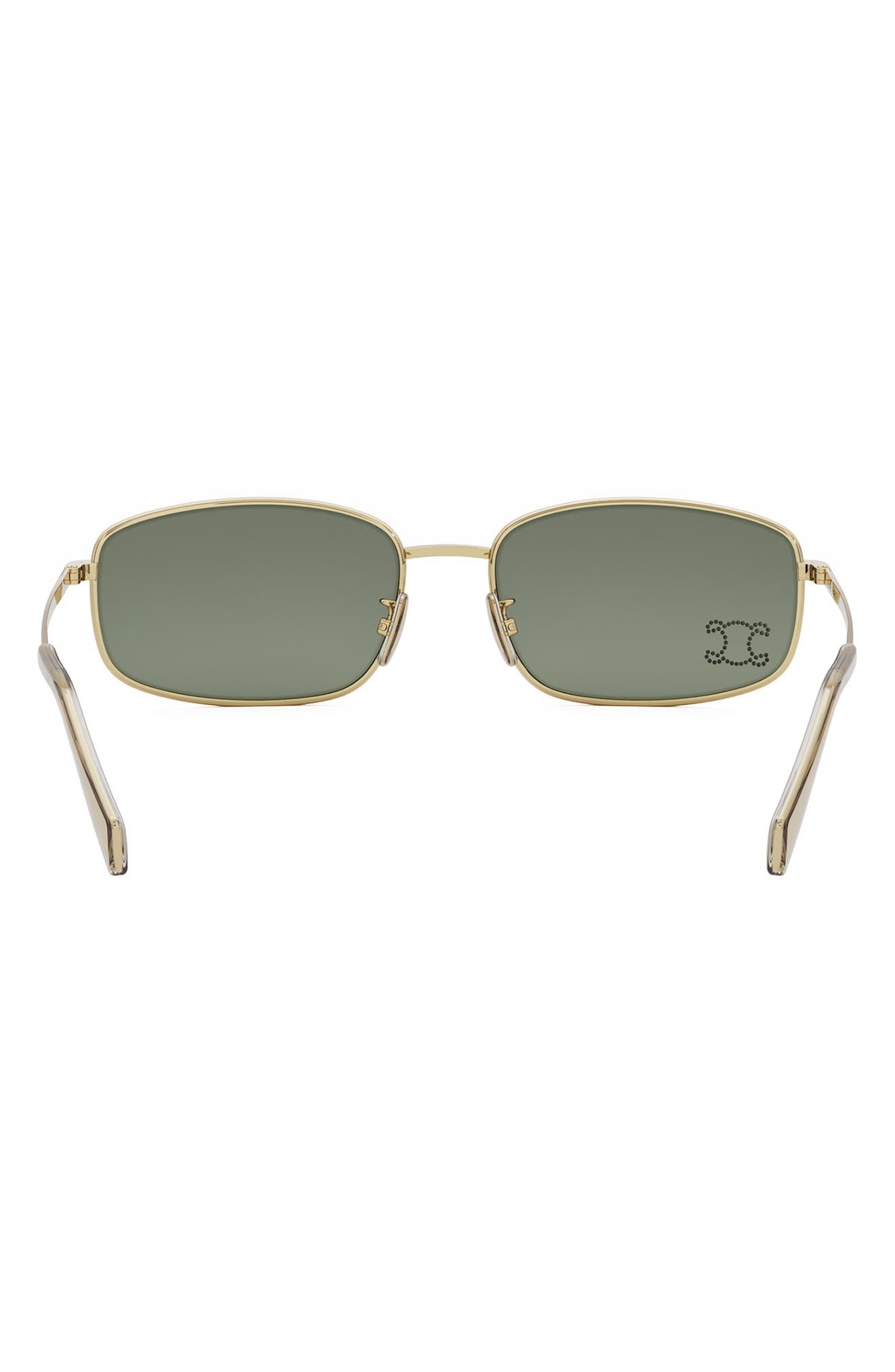 CELINE Triomphe 60mm Rectangular Sunglasses in Shiny Endura Gold /Green at Nordstrom - 7
