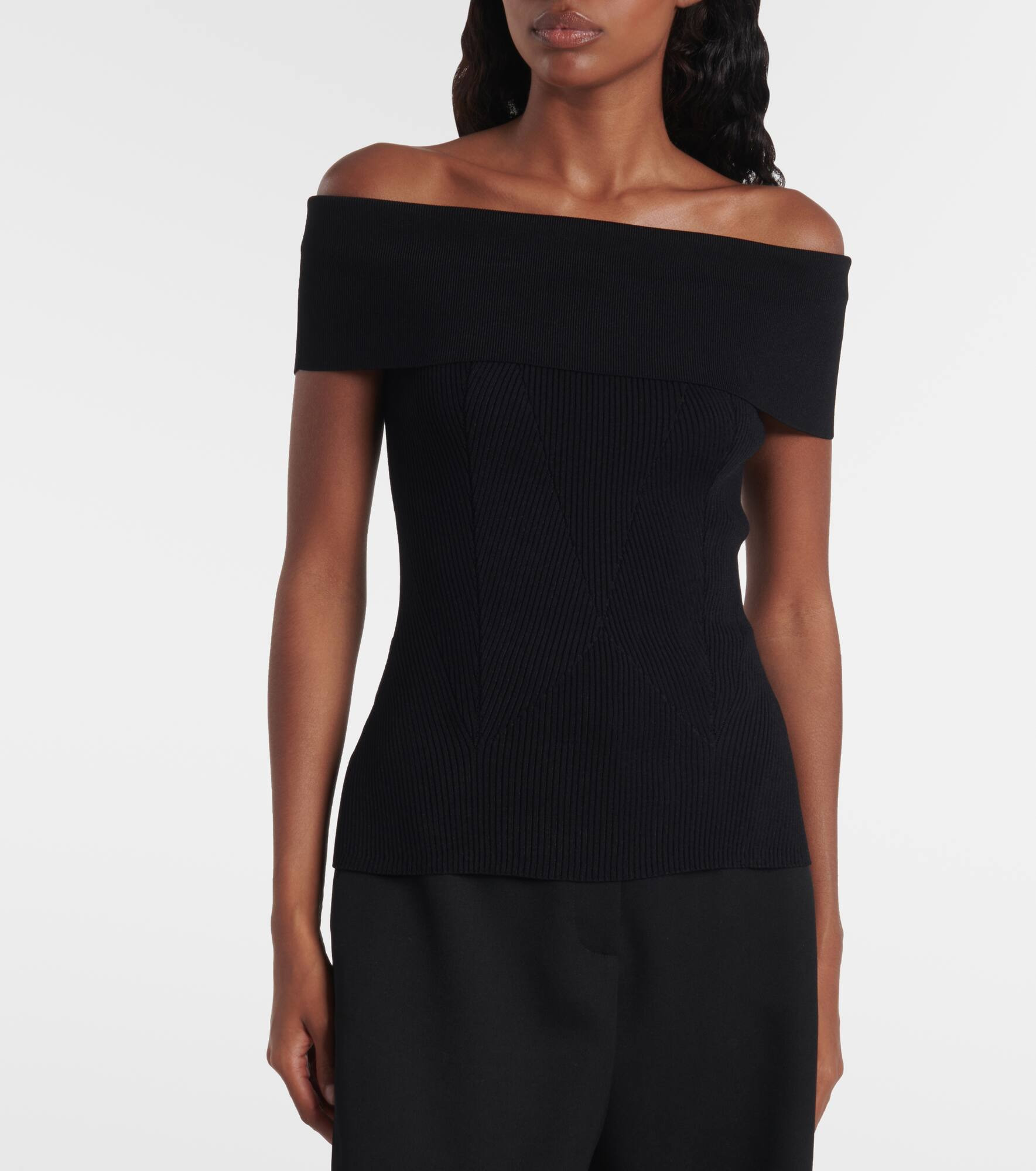 Ribbed-knit off-shoulder top - 5