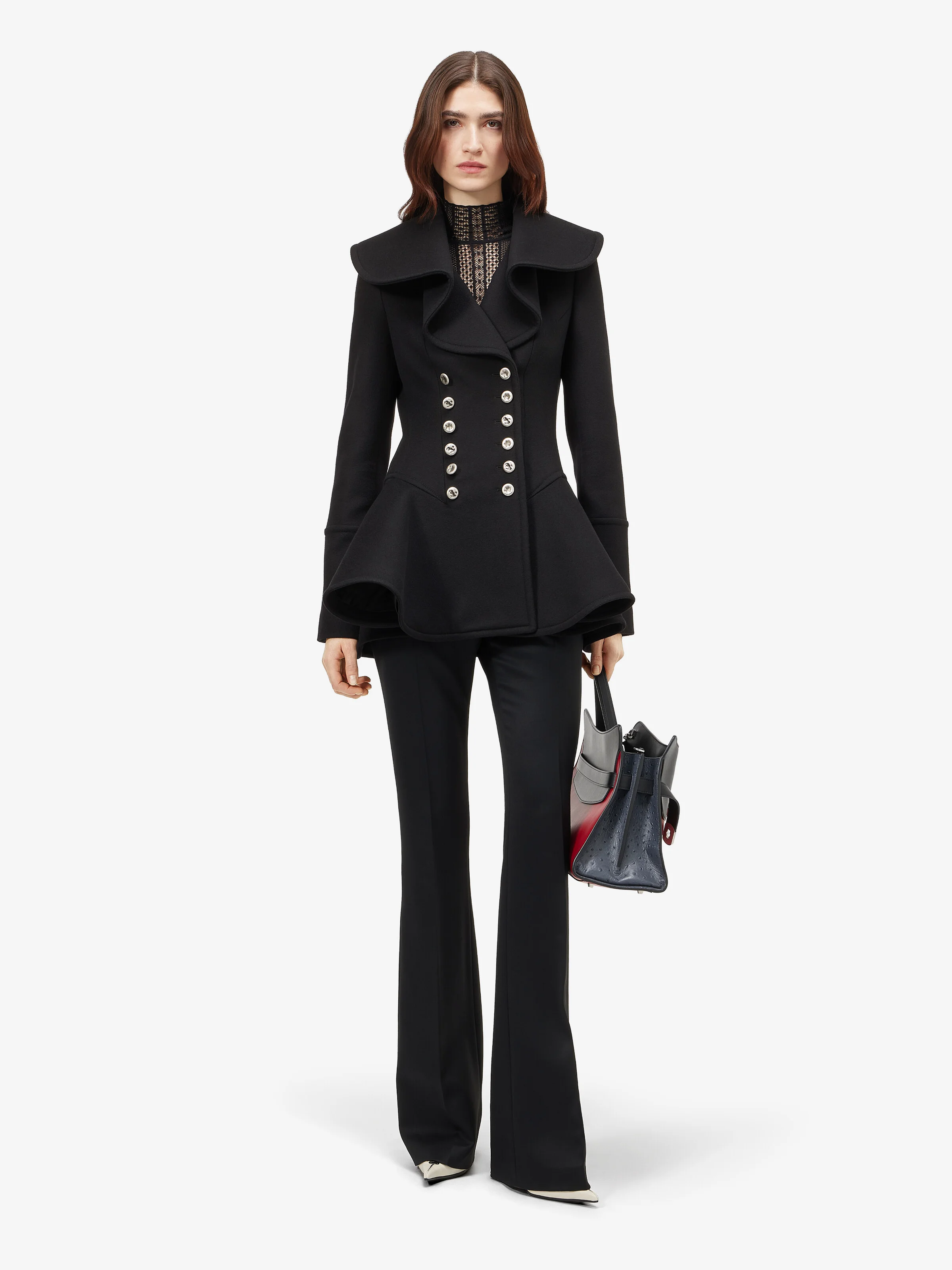 Women's Waterfall Collar Coat in Black - 1