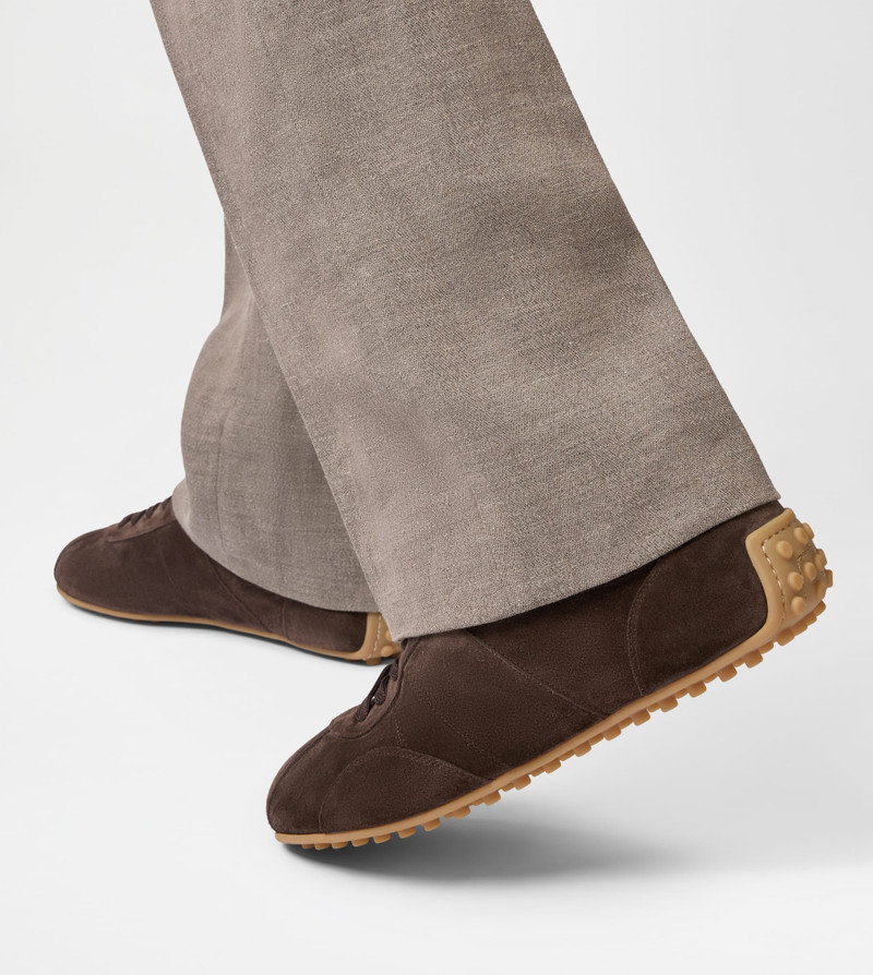 Tod's TOD'S T MARATHON SNEAKERS IN SUEDE - BROWN outlook