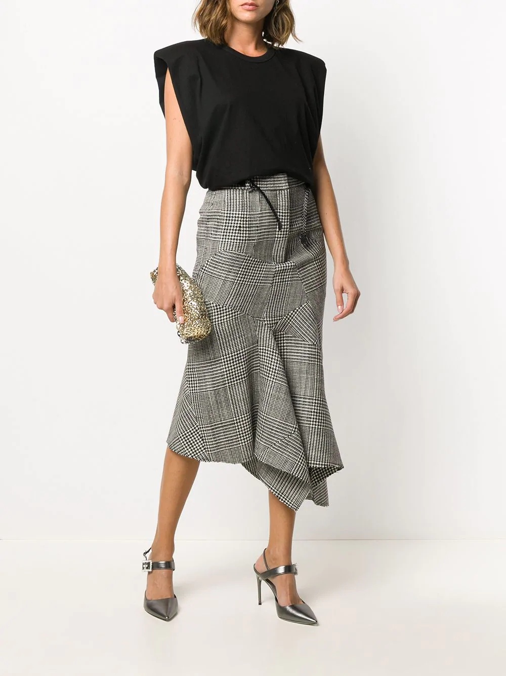 patchwork asymmetrical midi skirt - 2