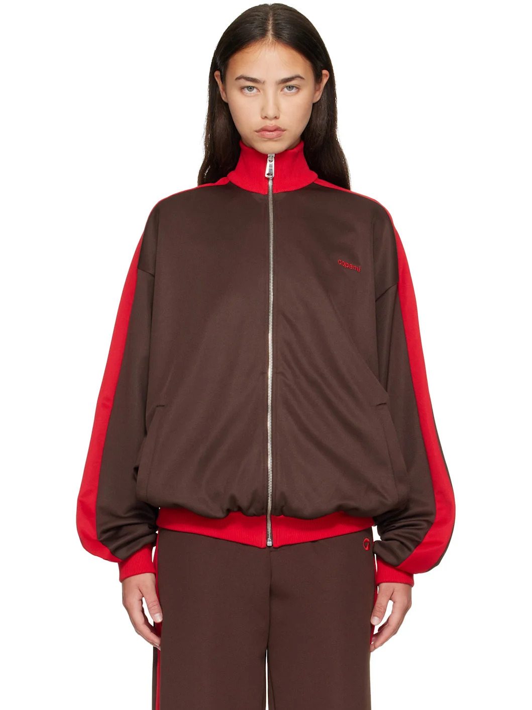 Brown Oversized Track Jacket - 1