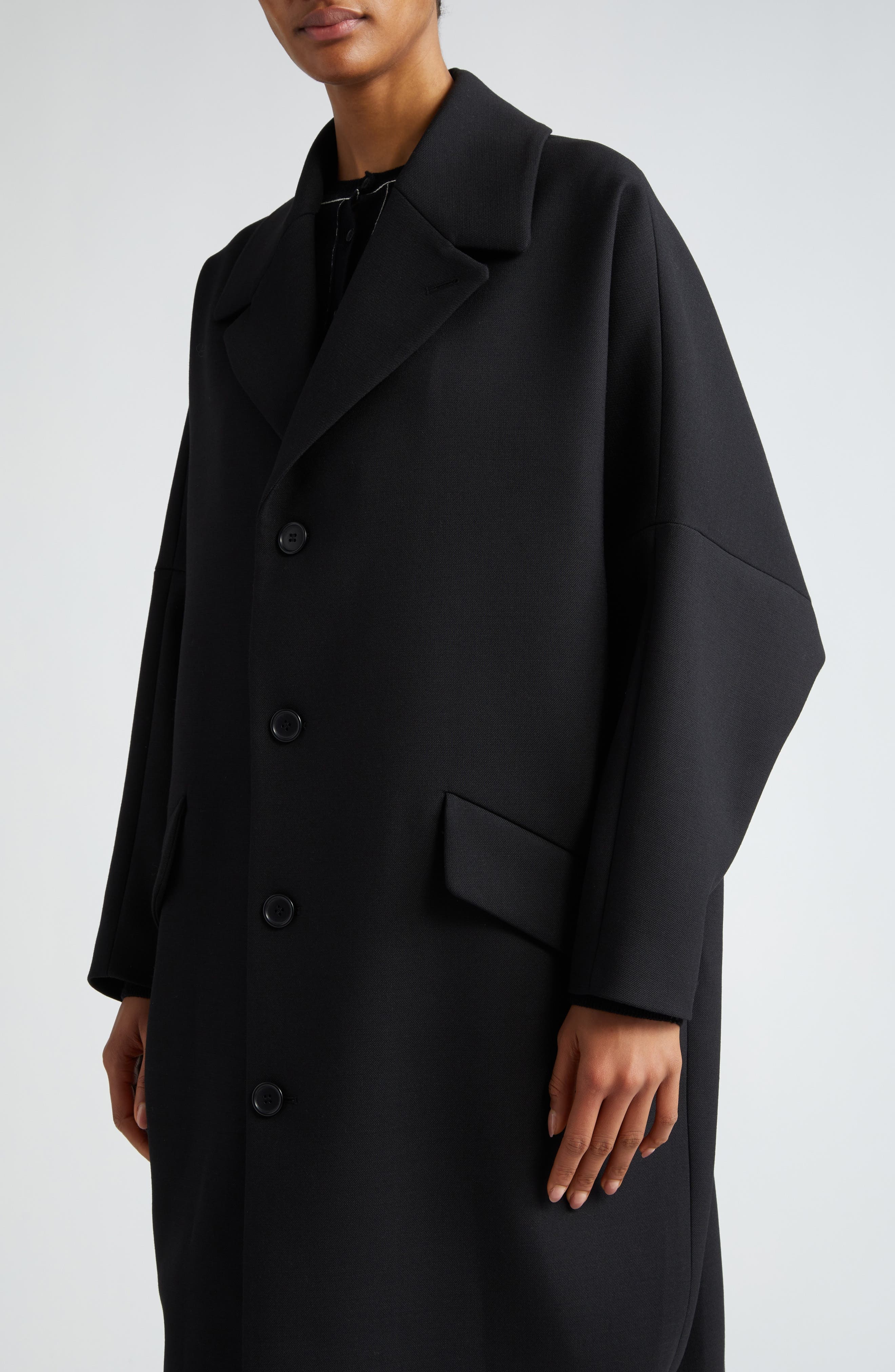 Oversize Stretch Gabardine Coat - 5