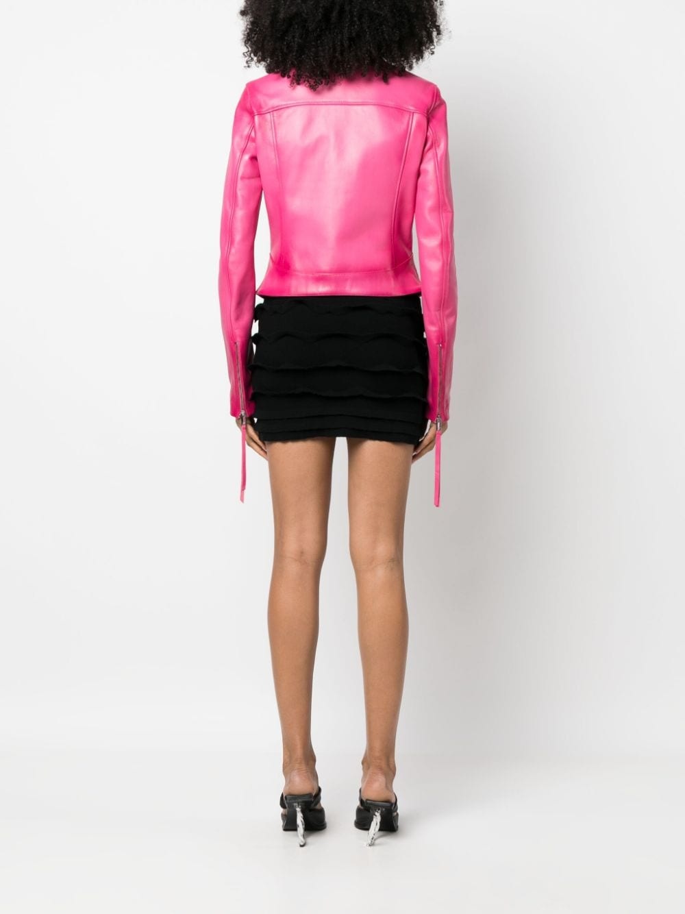 zip-up leather jacket - 4