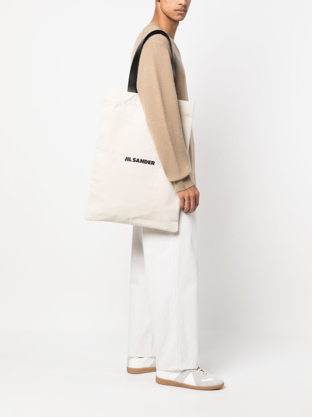 logo-print linen tote bag - 2