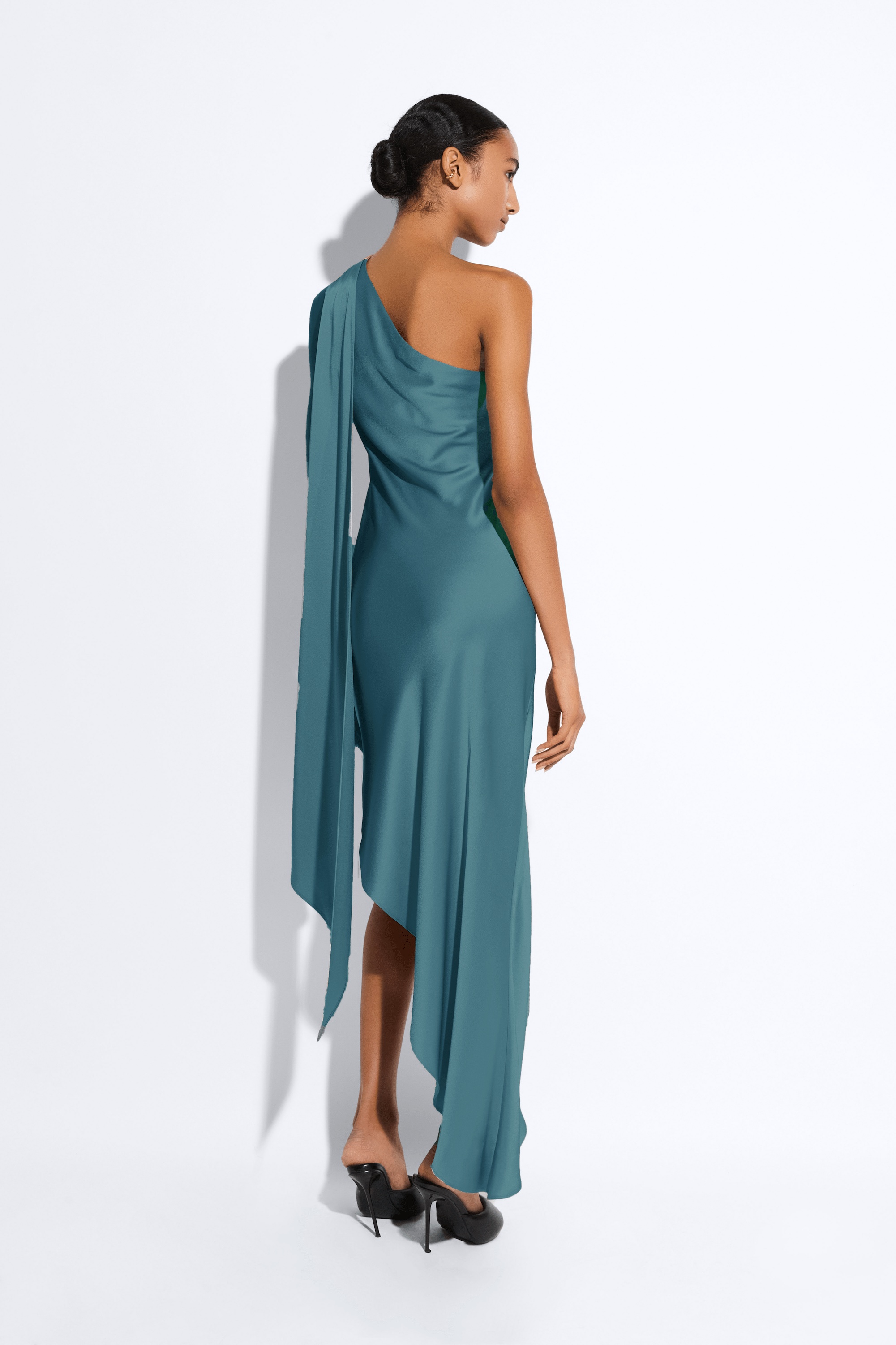 Satin One Shoulder Dress - 3