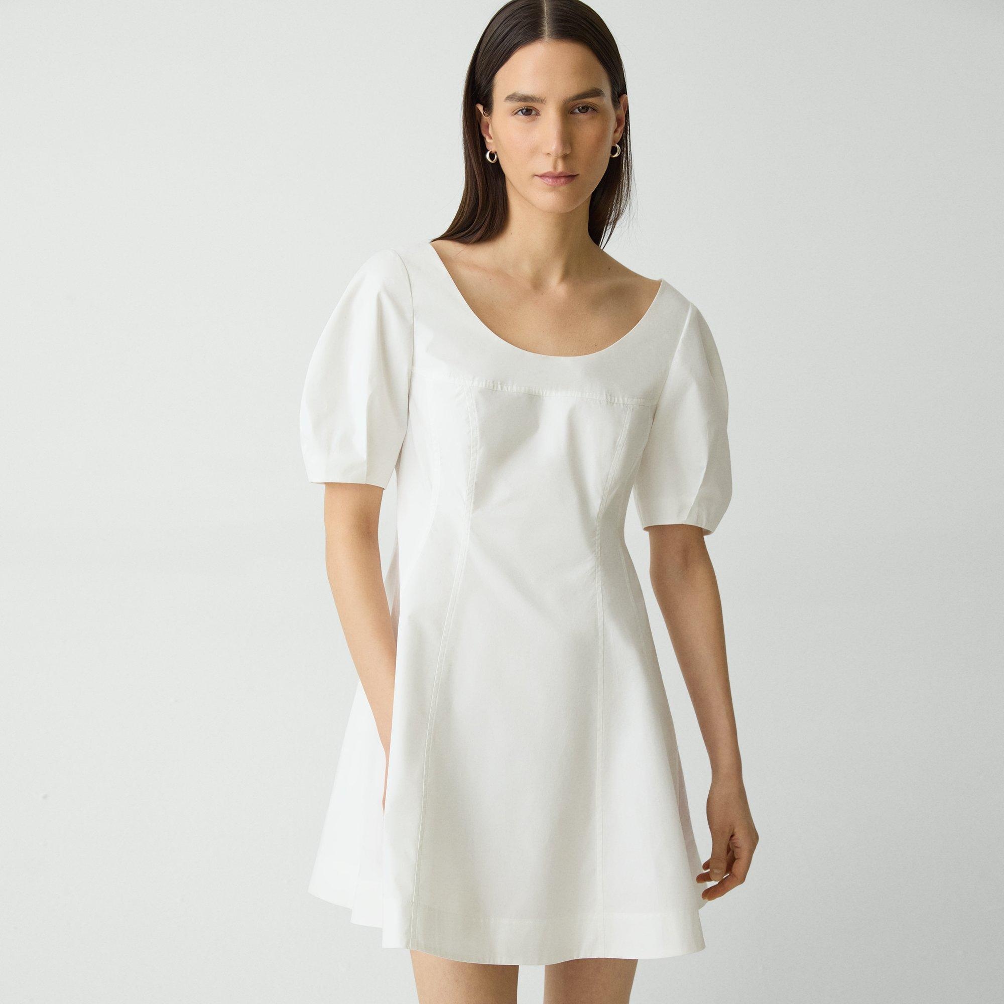Puff Sleeve Mini Dress in City Poplin - 5