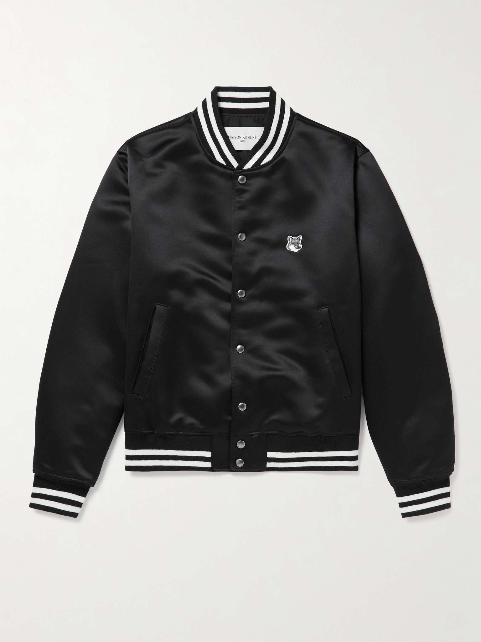 Logo-Appliquéd Satin Bomber Jacket - 1