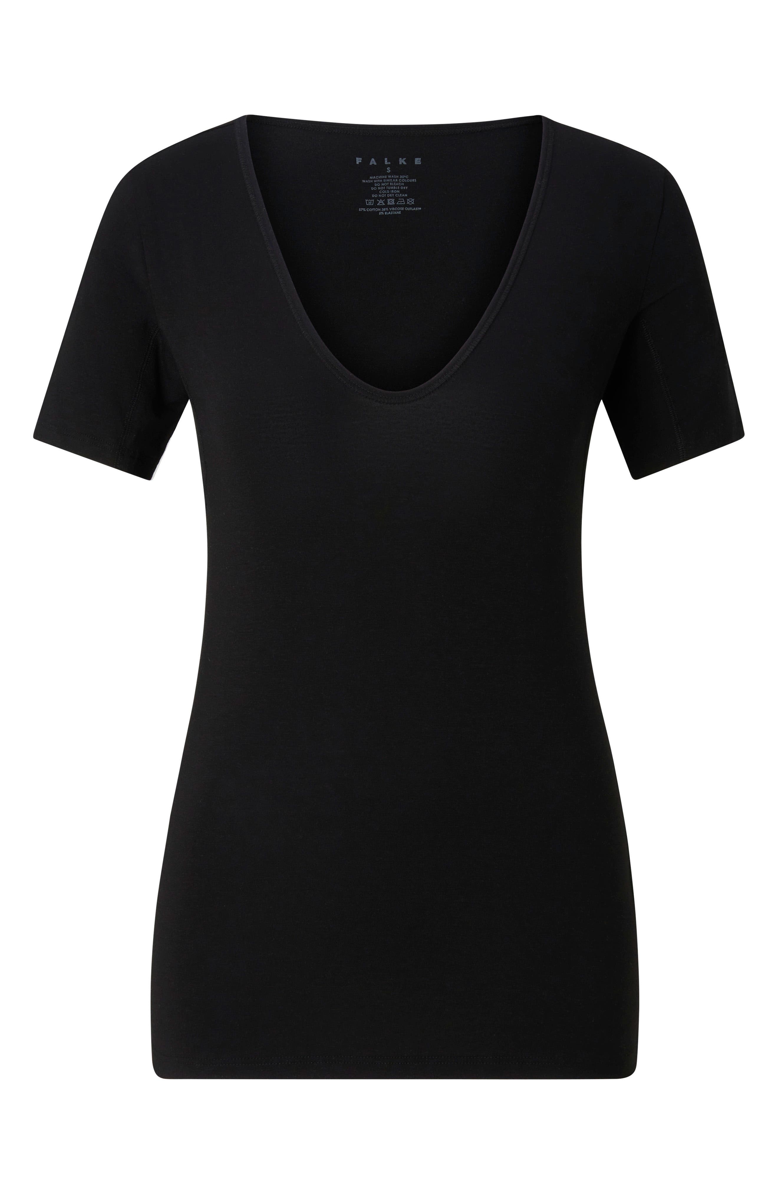 Falke Daily Climate Control Cotton Blend T-Shirt in Black at Nordstrom - 4