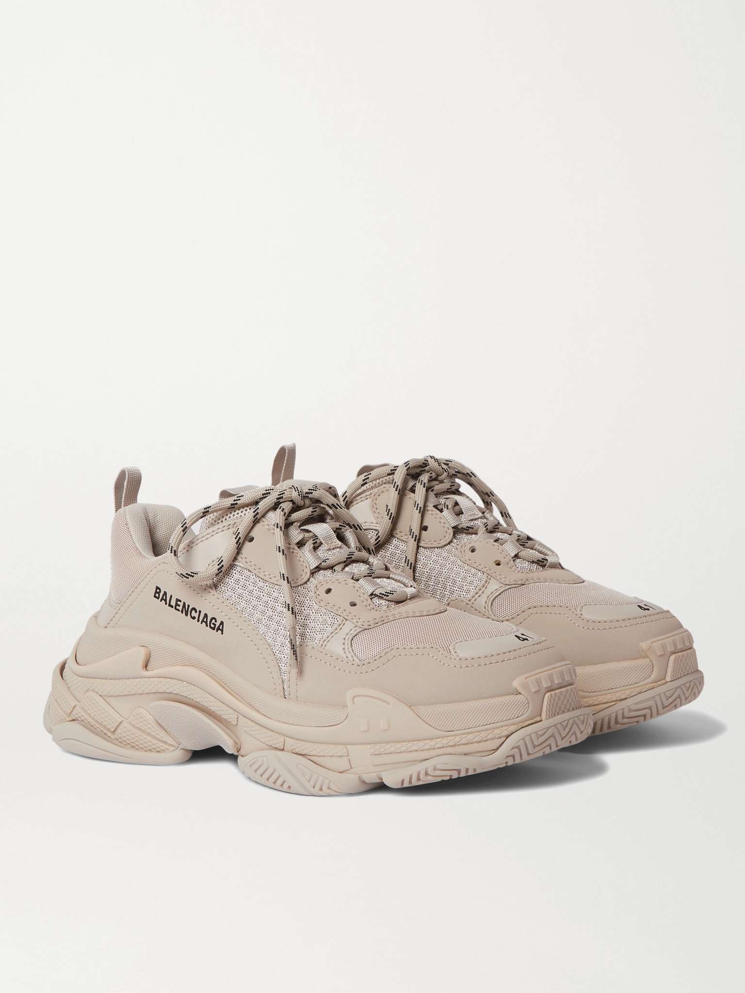 Triple S Mesh and Faux Leather Sneakers - 4