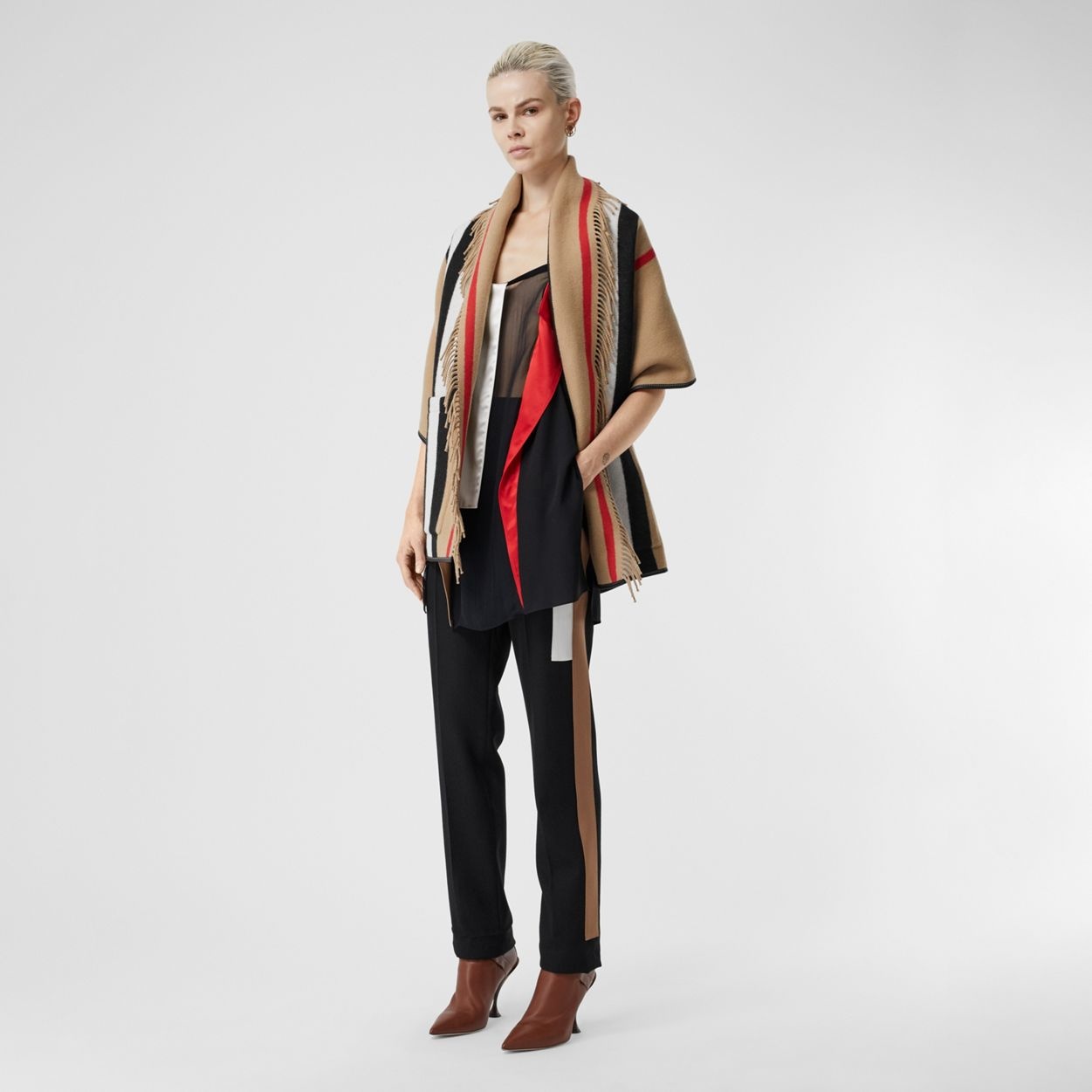 Icon Stripe Wool Cashmere Jacquard Cape - 6