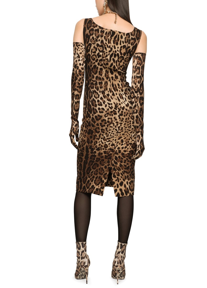 Leopard-print charmeuse midi dress - 3