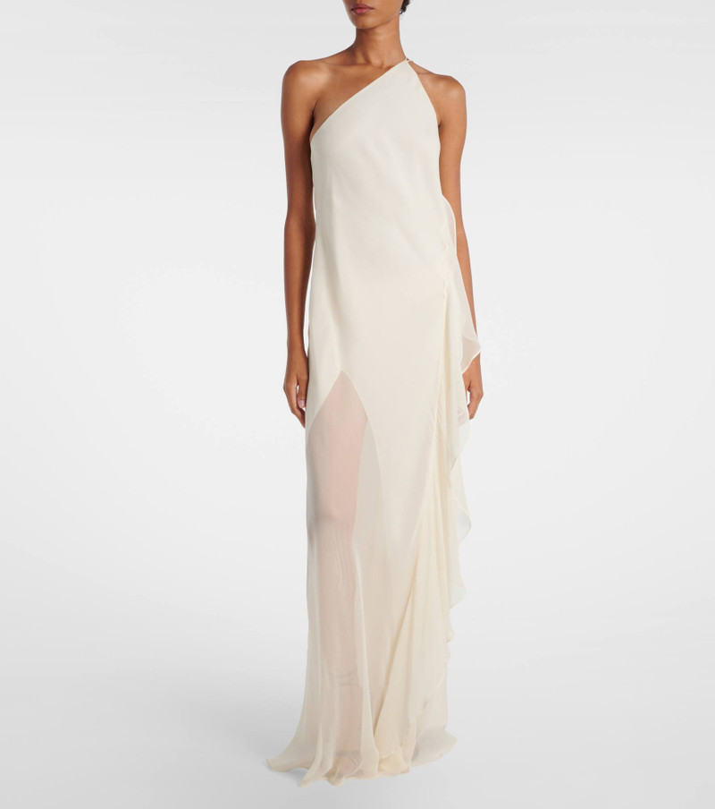THE SEI One-shoulder ruffled silk gown outlook