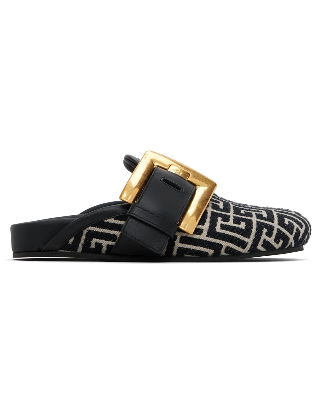Black & Beige Anthem Mule Loafers - 1