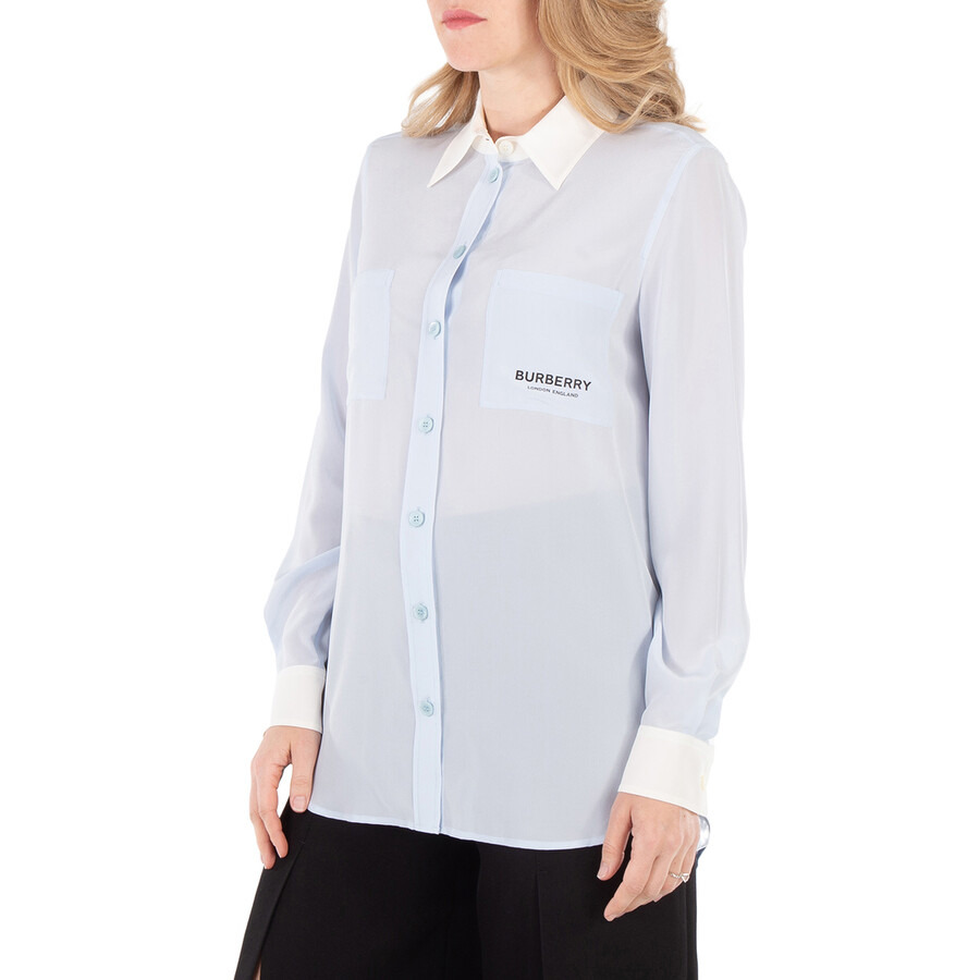 Burberry Anette Contrast Trim Silk Shirt - 2