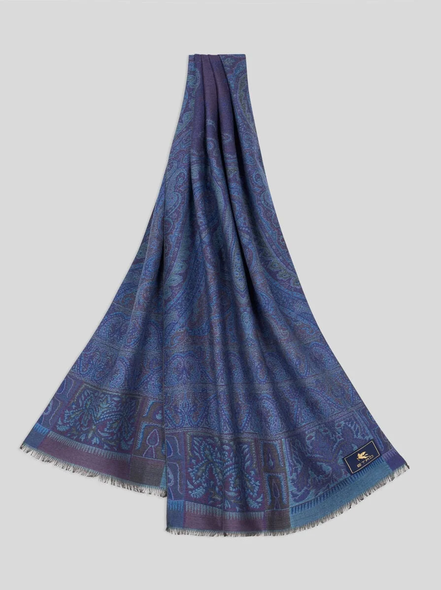 WOOL AND SILK JACQUARD SCARF - 1
