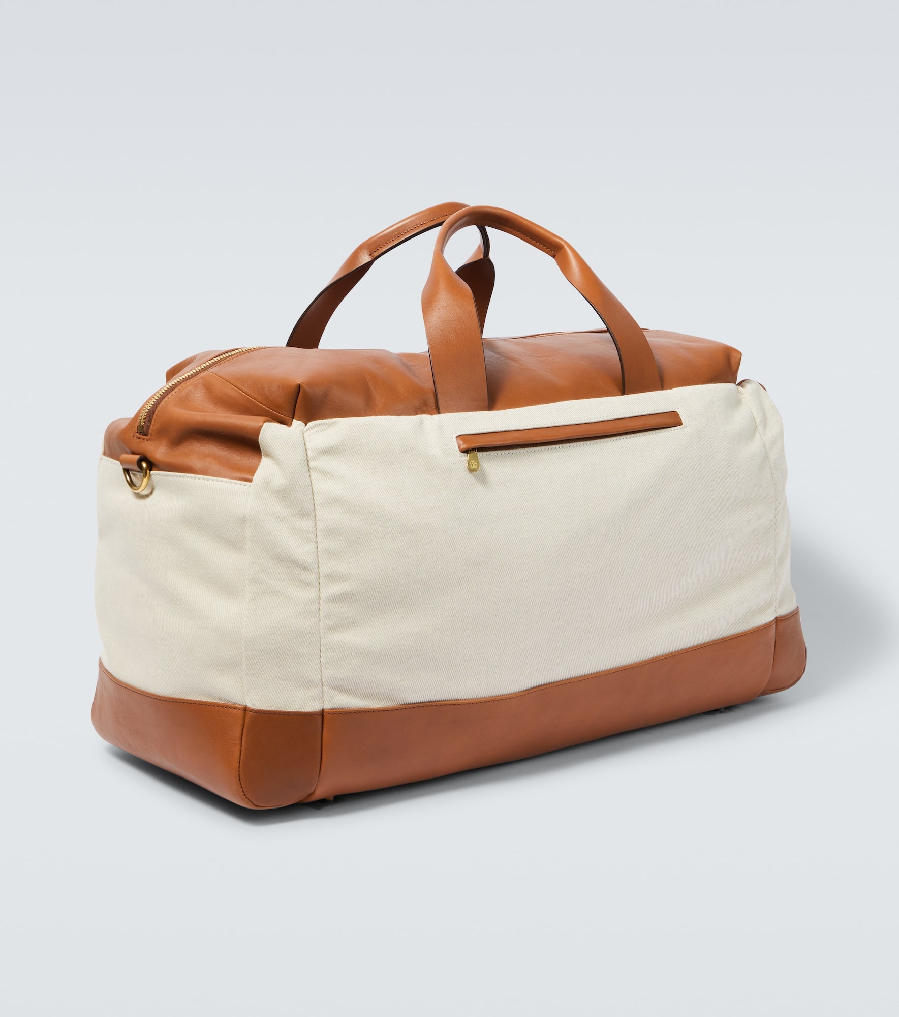 Leather-trimmed canvas duffel bag - 5
