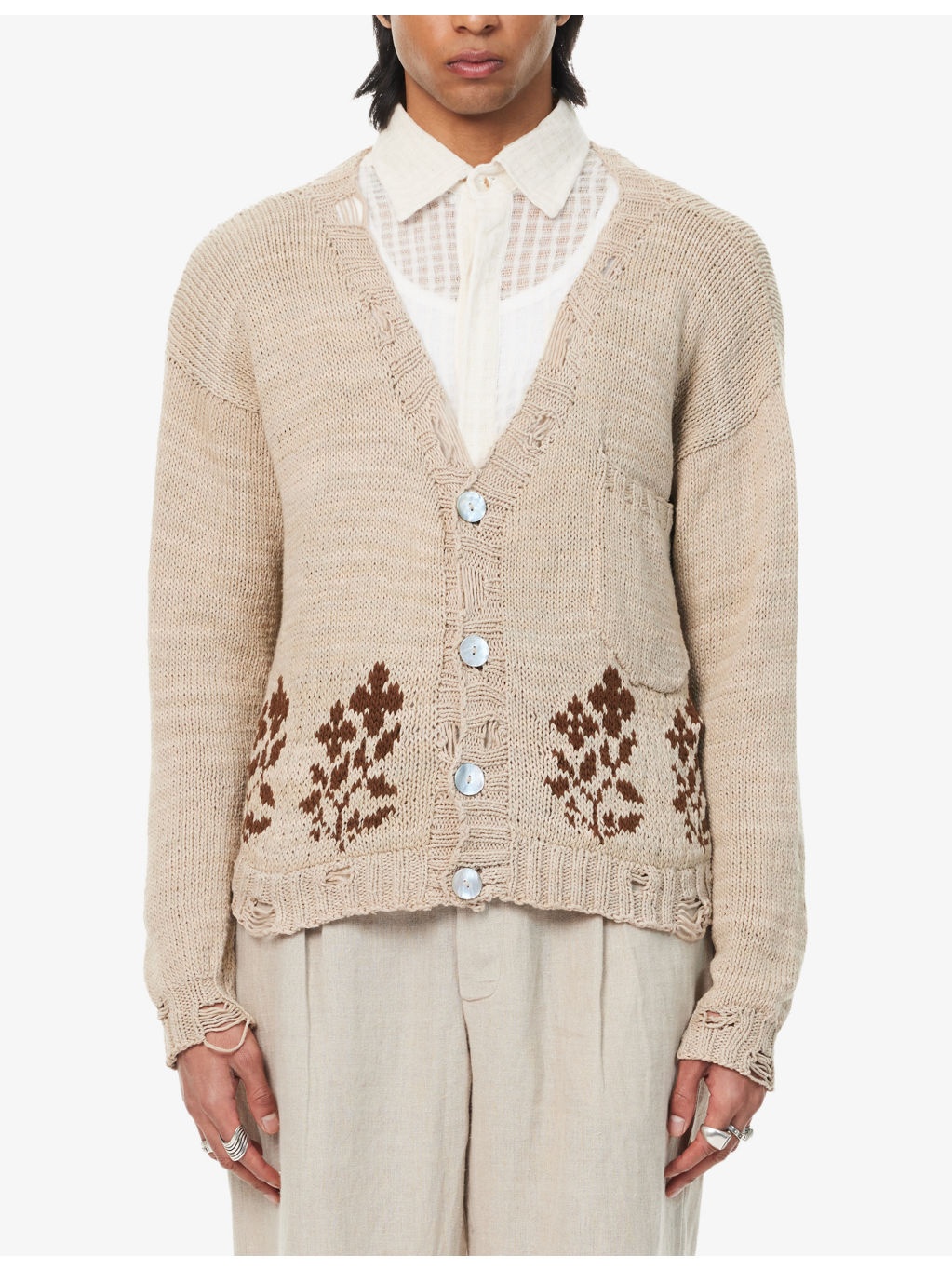 Intarsia Relaxed-Fit Knitted Cardigan - 3