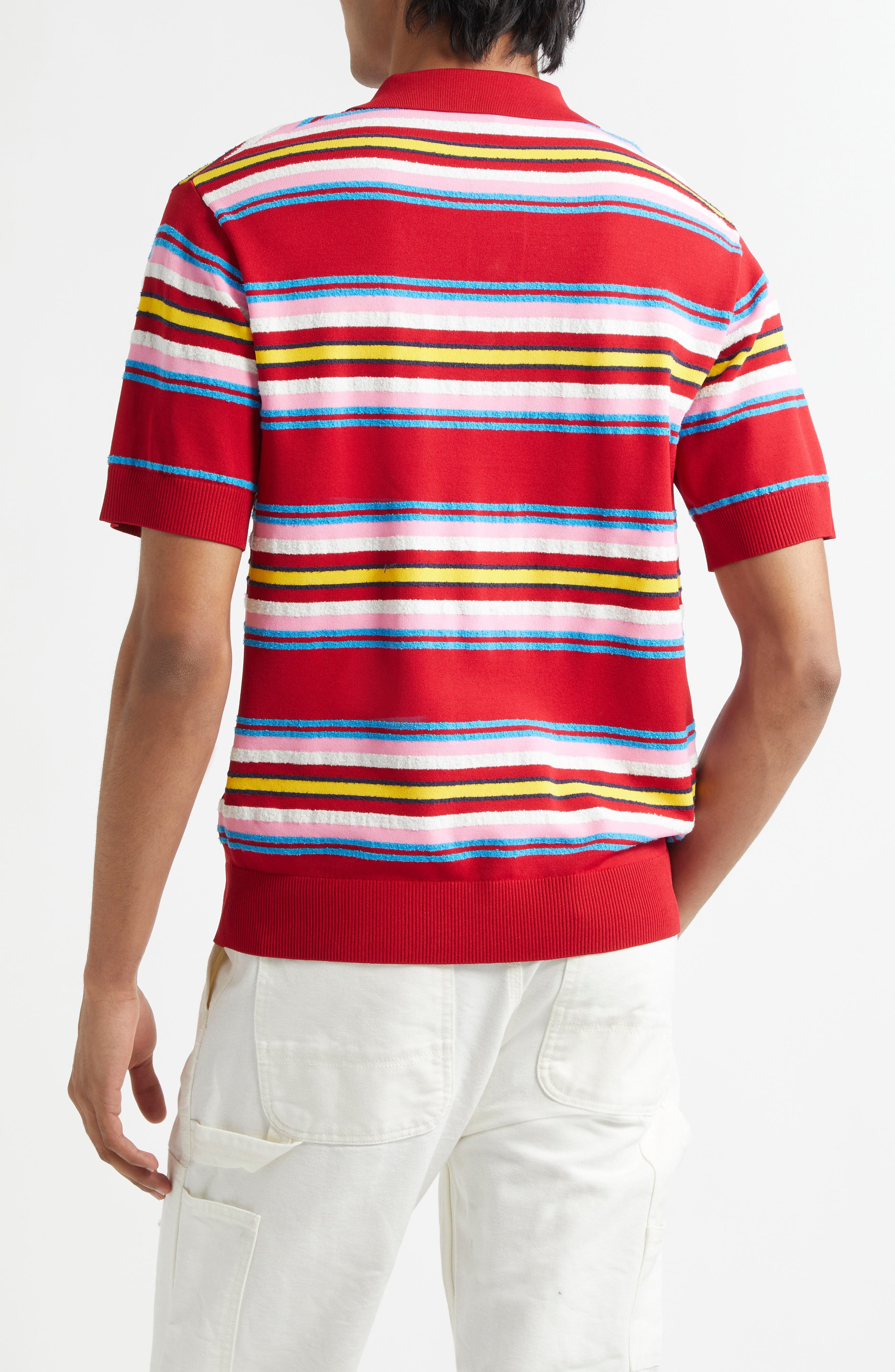 Casablanca Oversize Stripe Polo in Multi Dark Red at Nordstrom - 2