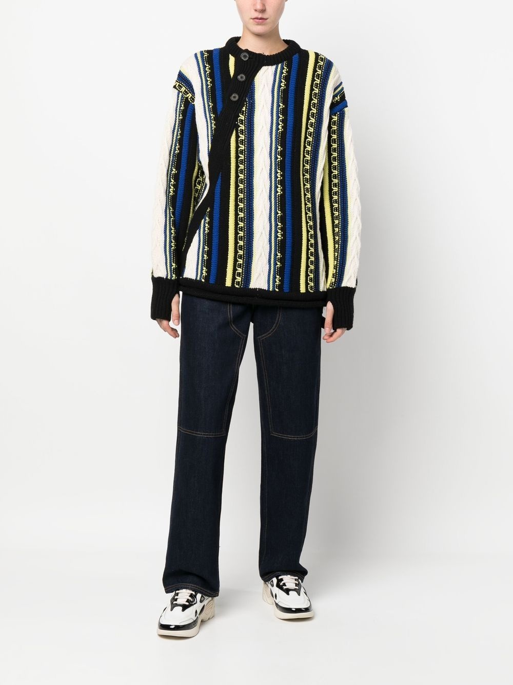 Frema striped-knit buttoned jumper - 2