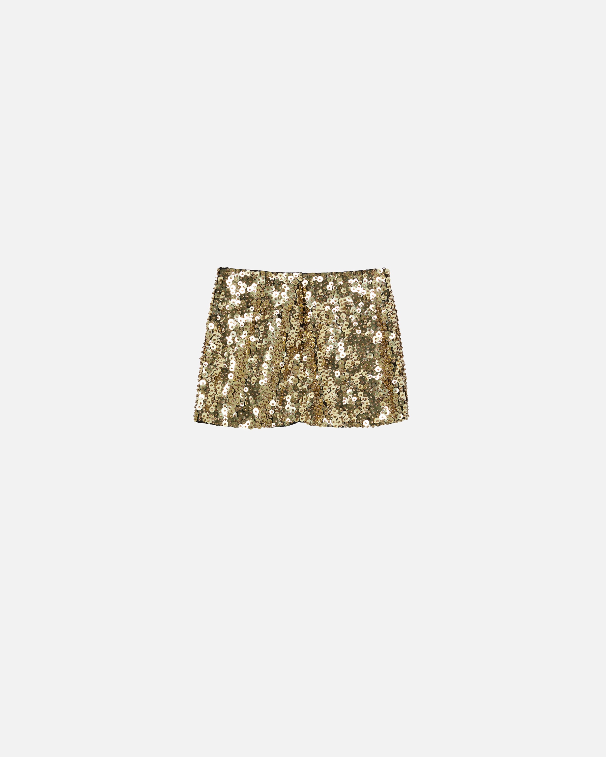MINI SKIRT WITH GOLDEN SEQUINS AND RHINESTONES - 6